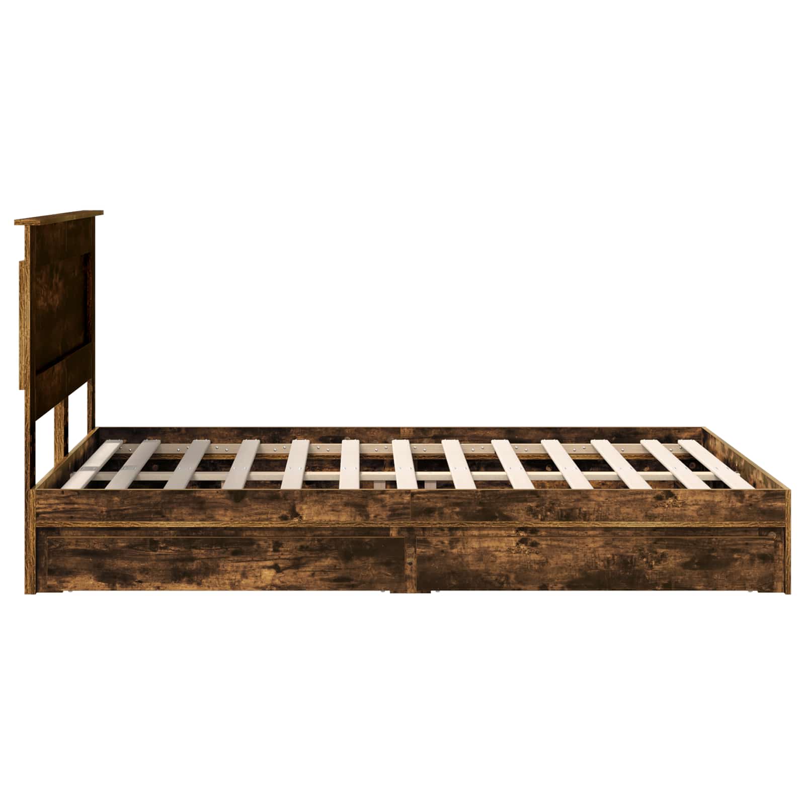 Lit de Rangement Chêne fumé 160 x 200 cm Bois d'ingénierie - XIOS