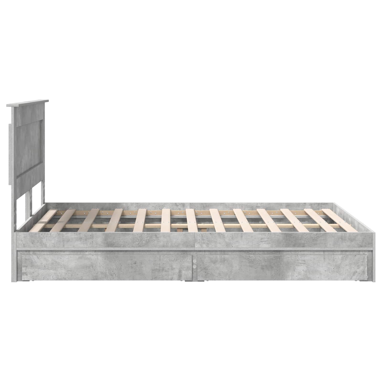 Cadre de lit Gris béton 150 x 200 cm Bois d'ingénierie - XIOS