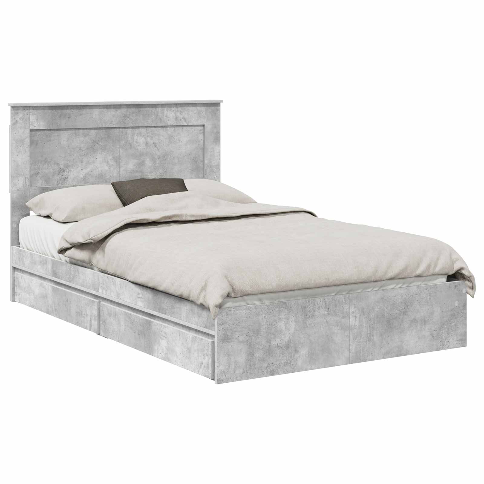 Lit de Rangement Gris béton 135 x 190 cm Bois d'ingénierie - XIOS