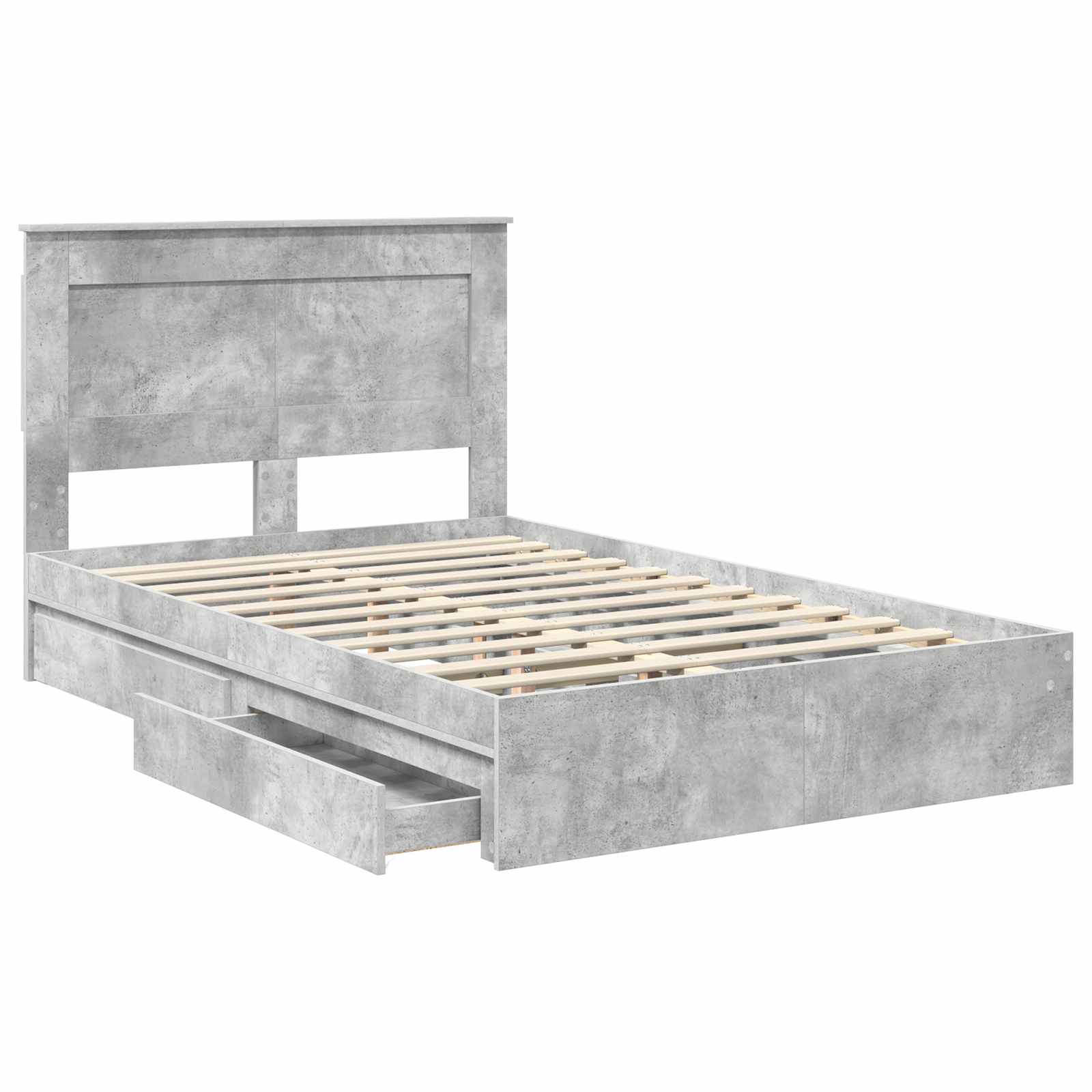 Cadre de lit Gris béton 135 x 190 cm Bois d'ingénierie - XIOS