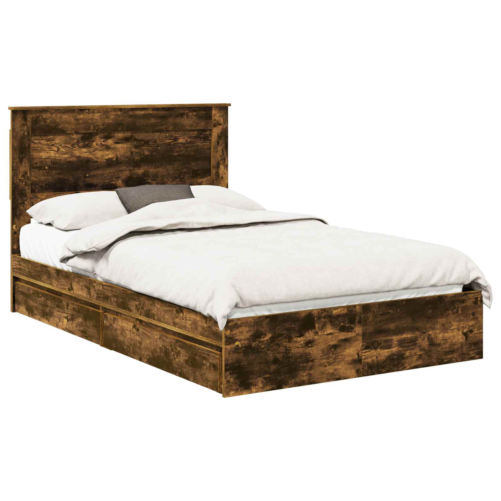 Lit de Rangement Chêne fumé 135 x 190 cm Bois d'ingénierie