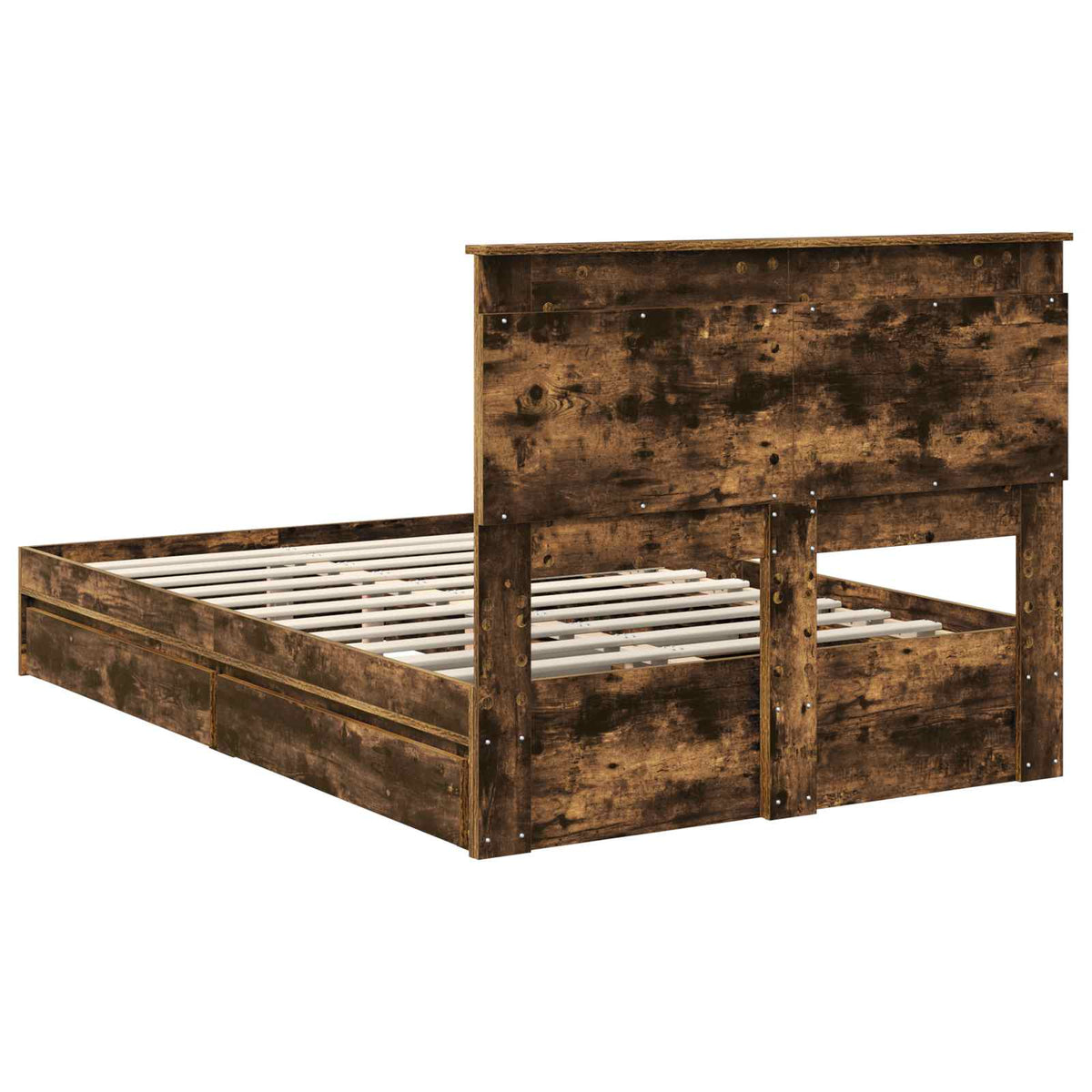 Lit de Rangement Chêne fumé 135 x 190 cm Bois d'ingénierie