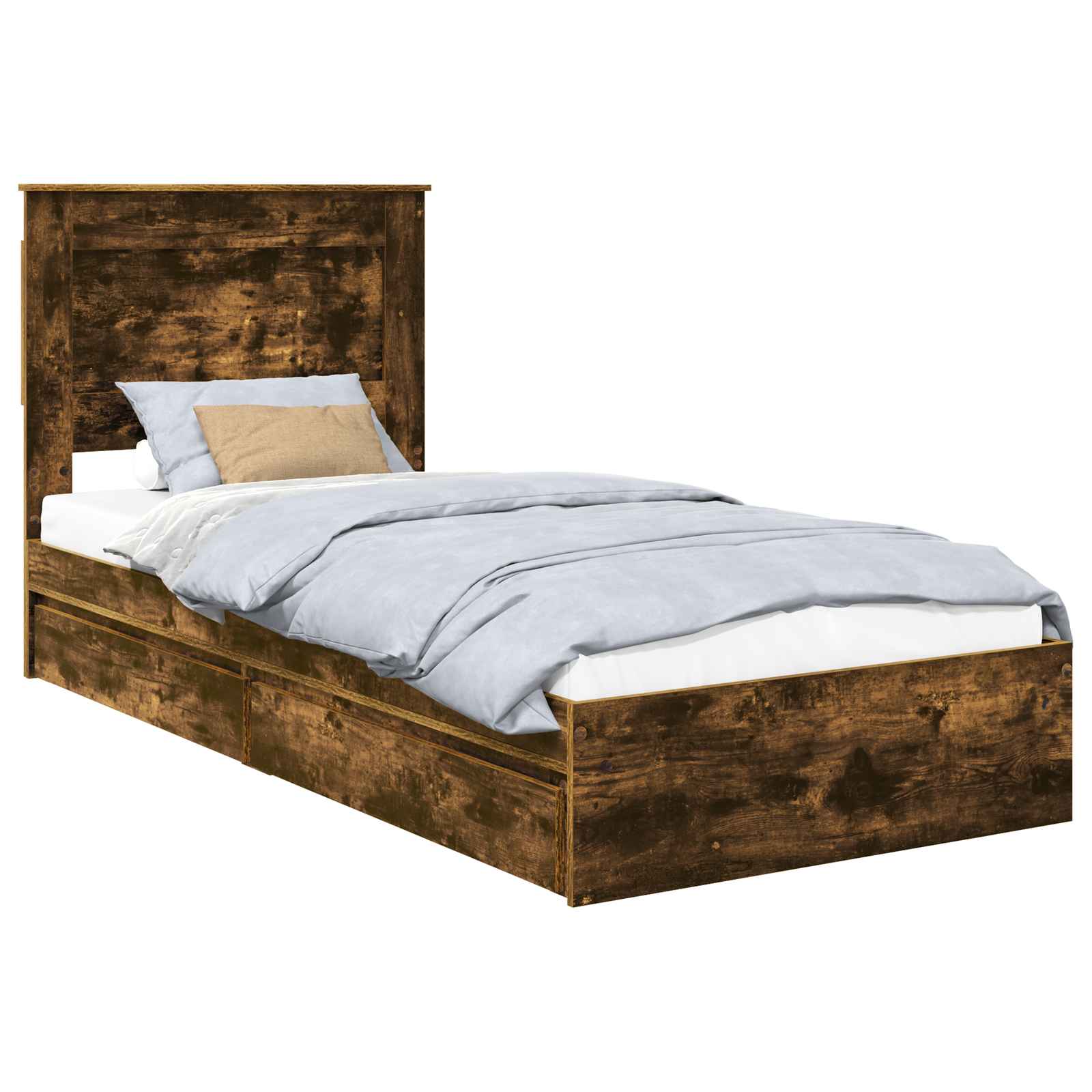 Lit de Rangement Chêne fumé 100 x 200 cm Bois d'ingénierie - XIOS