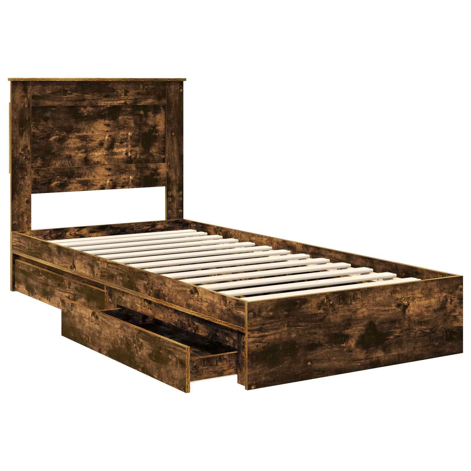 Lit de Rangement Chêne fumé 100 x 200 cm Bois d'ingénierie - XIOS