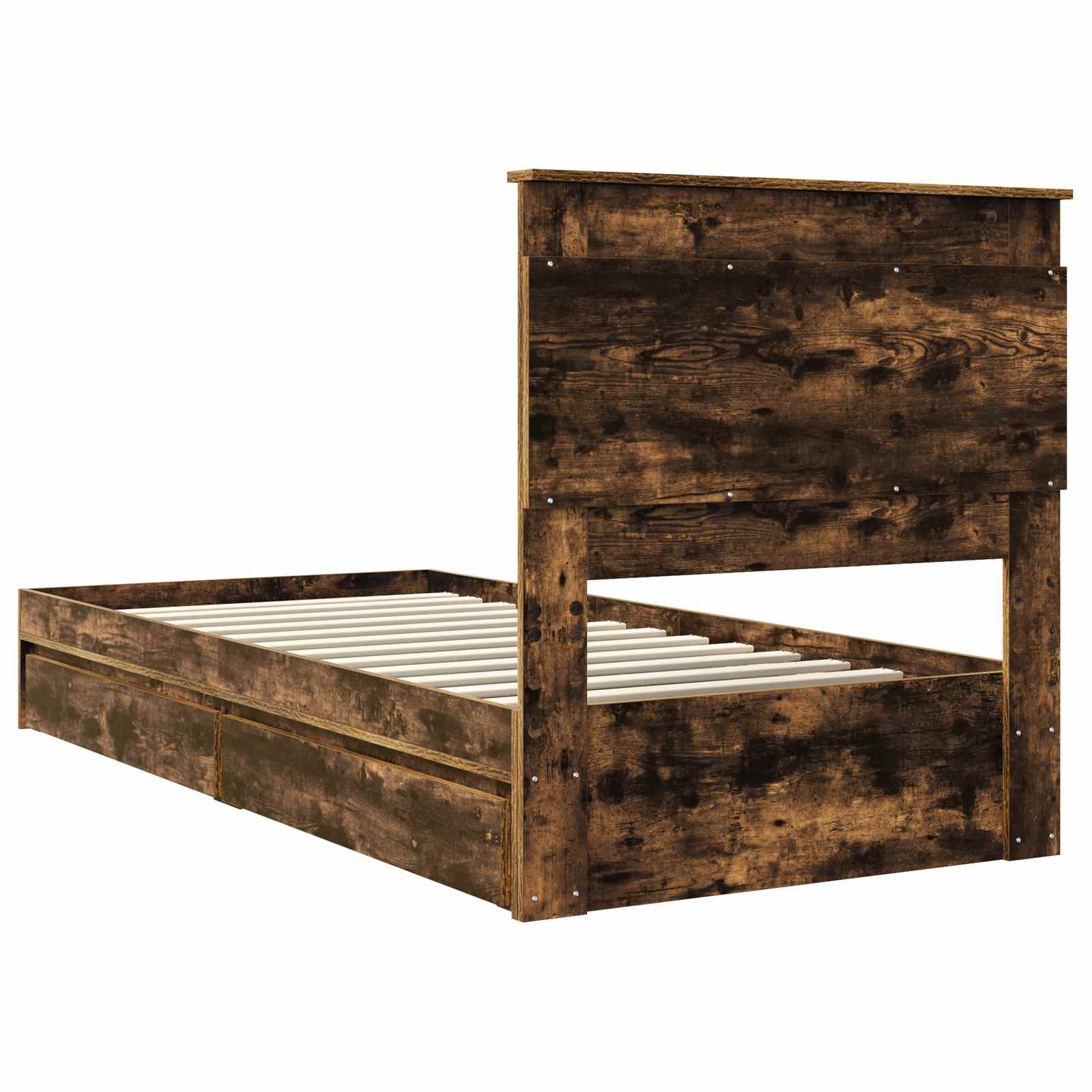 Lit de Rangement Chêne fumé 100 x 200 cm Bois d'ingénierie - XIOS
