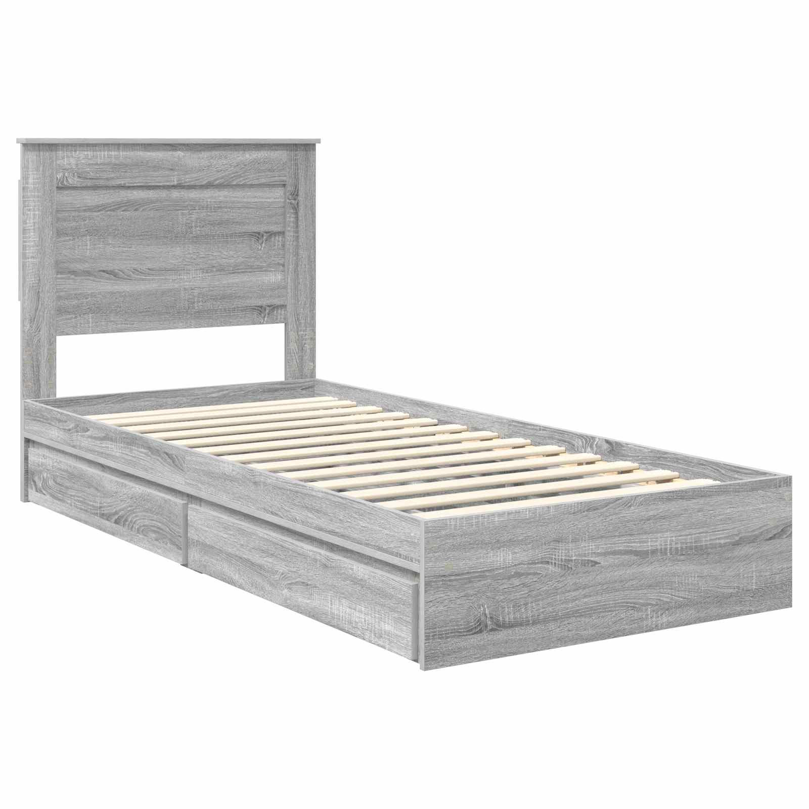 Lit de Rangement Gris Sonoma 100 x 200 cm Bois d'ingénierie