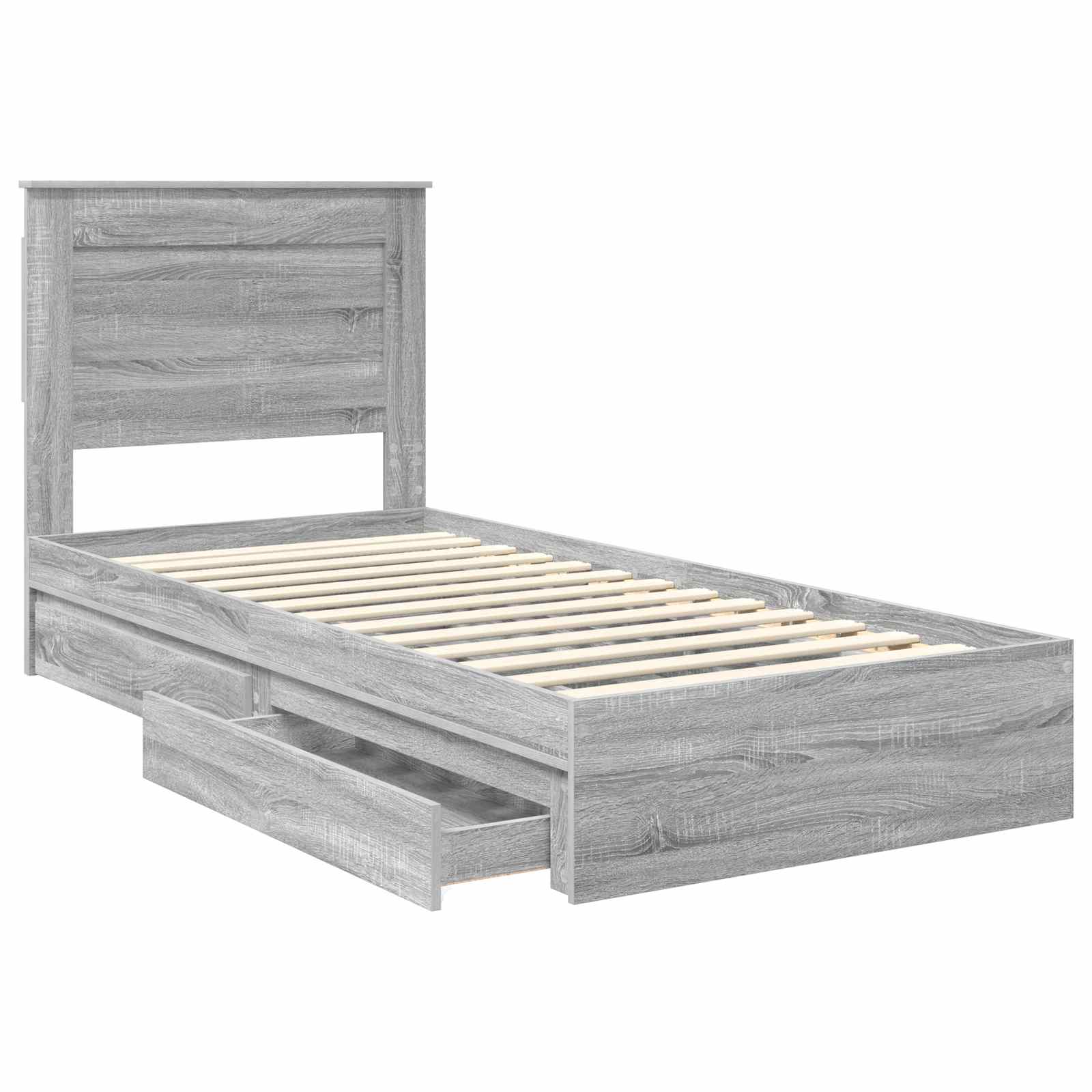 Lit de Rangement Gris Sonoma 100 x 200 cm Bois d'ingénierie