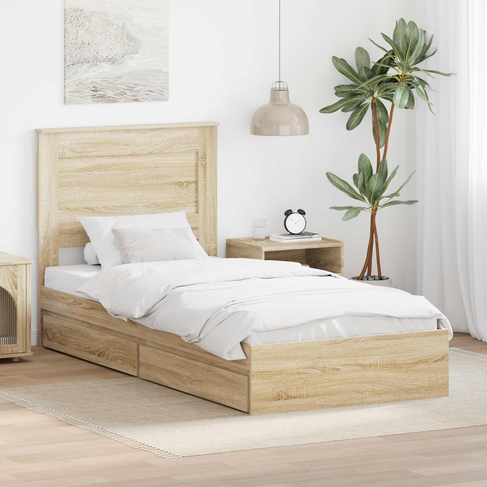 Lit de Rangement Chêne Sonoma 75 x 190 cm Bois d'ingénierie - XIOS