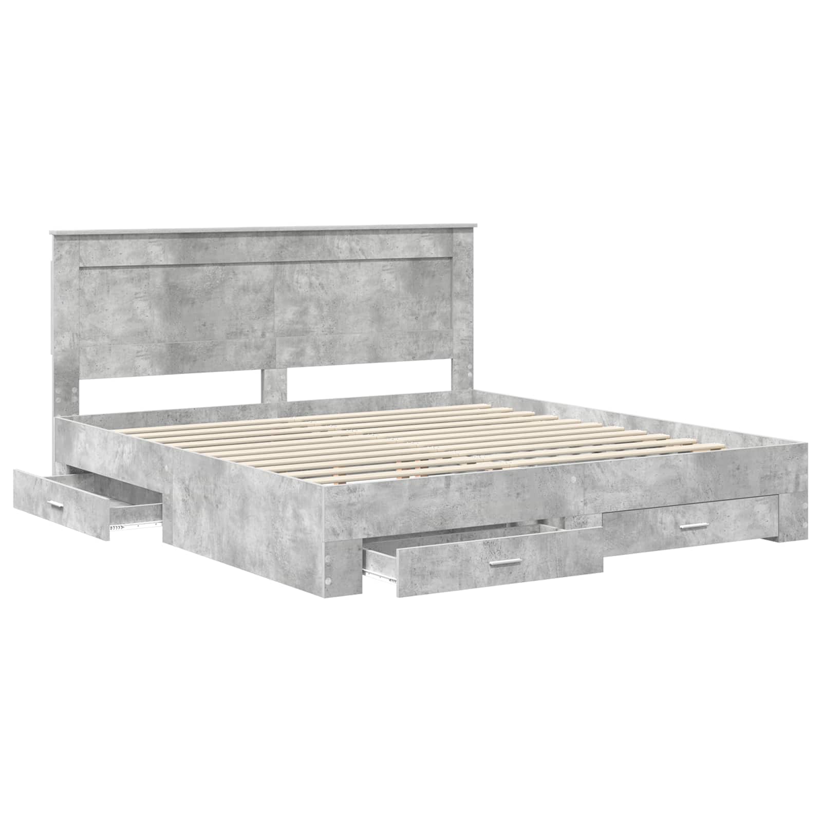 Cadre de lit Gris béton 180 x 200 cm Bois d'ingénierie - XIOS