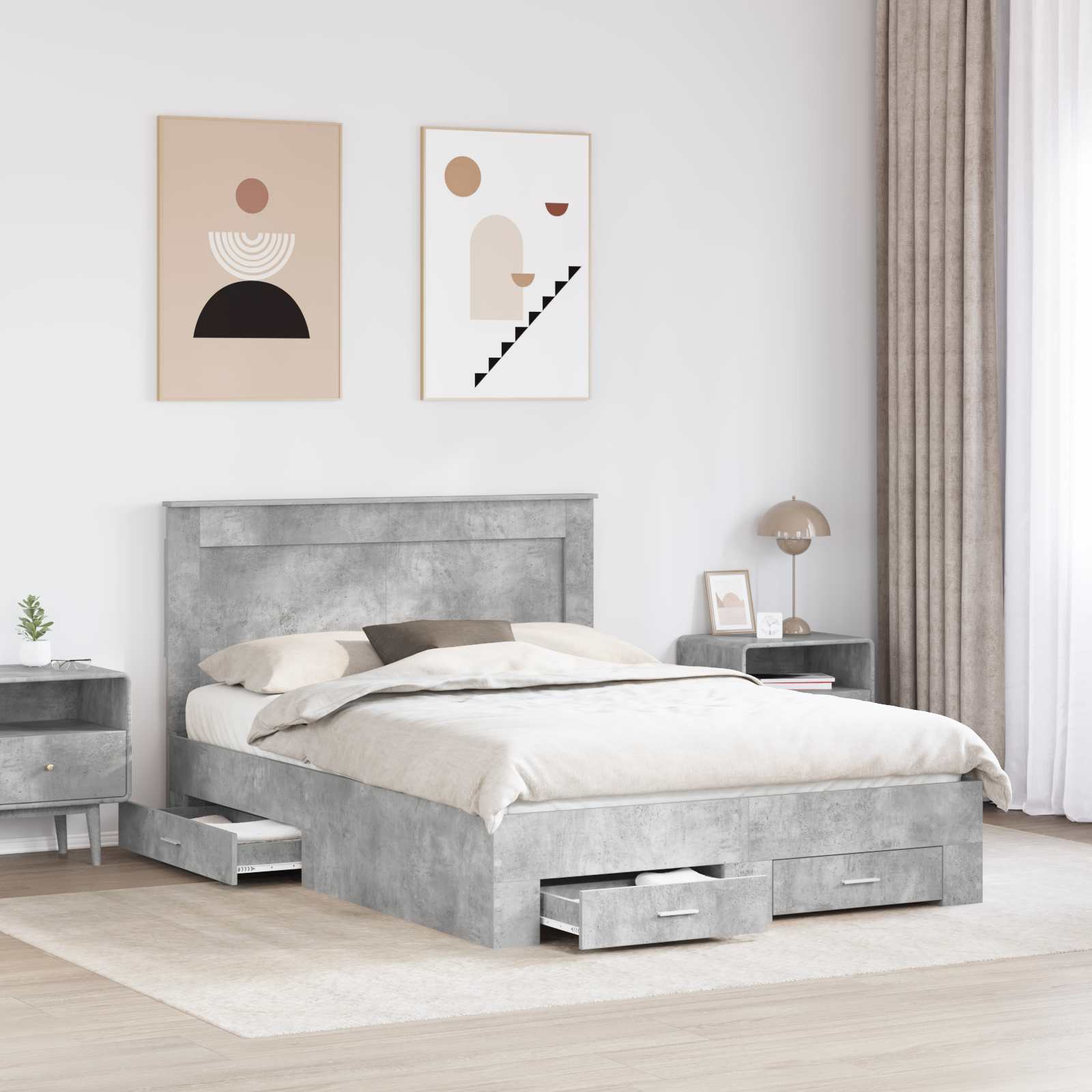 Cadre de lit avec tiroir avec tête de lit Bois d'ingénierie - XIOS