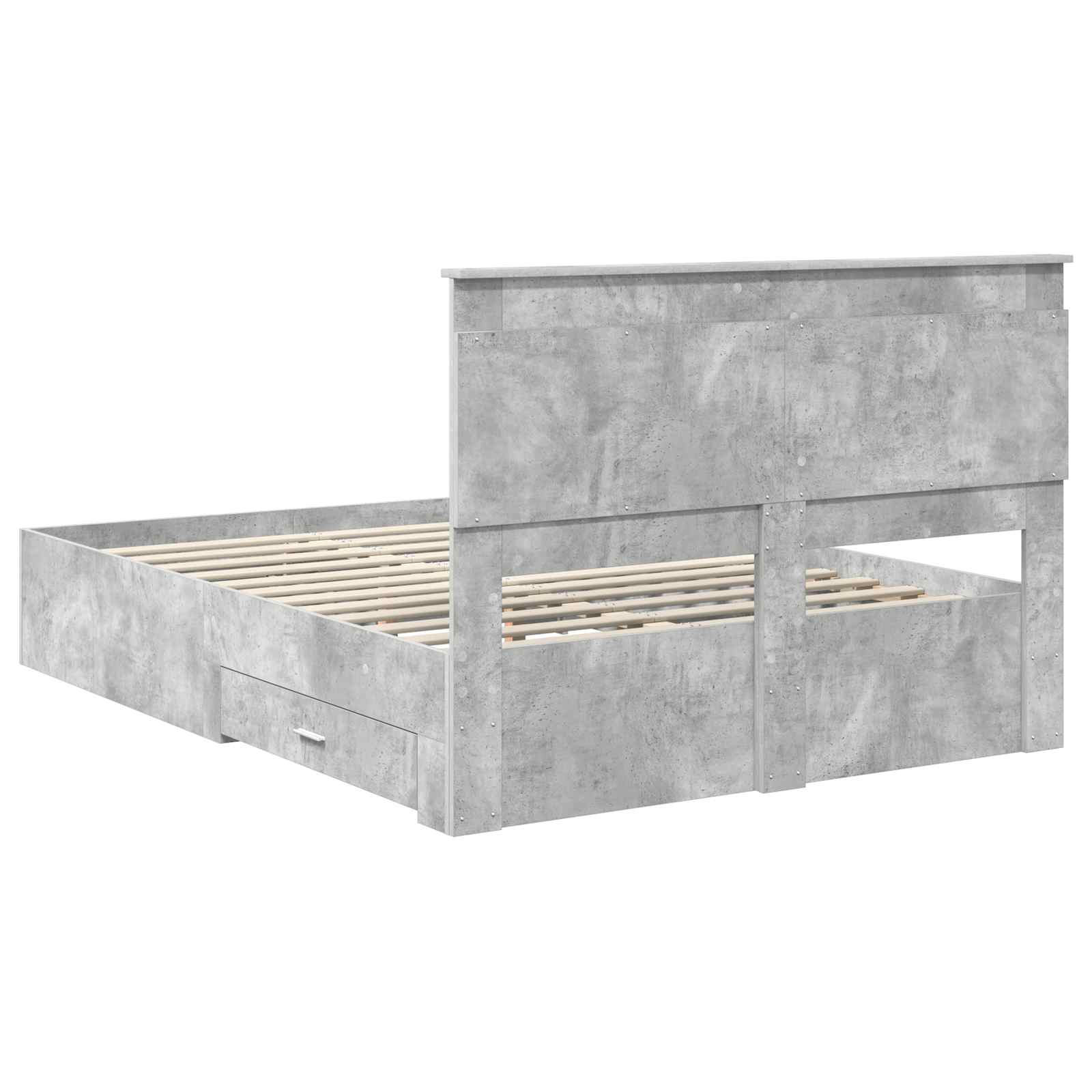 Cadre de lit Gris béton 160 x 200 cm Bois d'ingénierie - XIOS