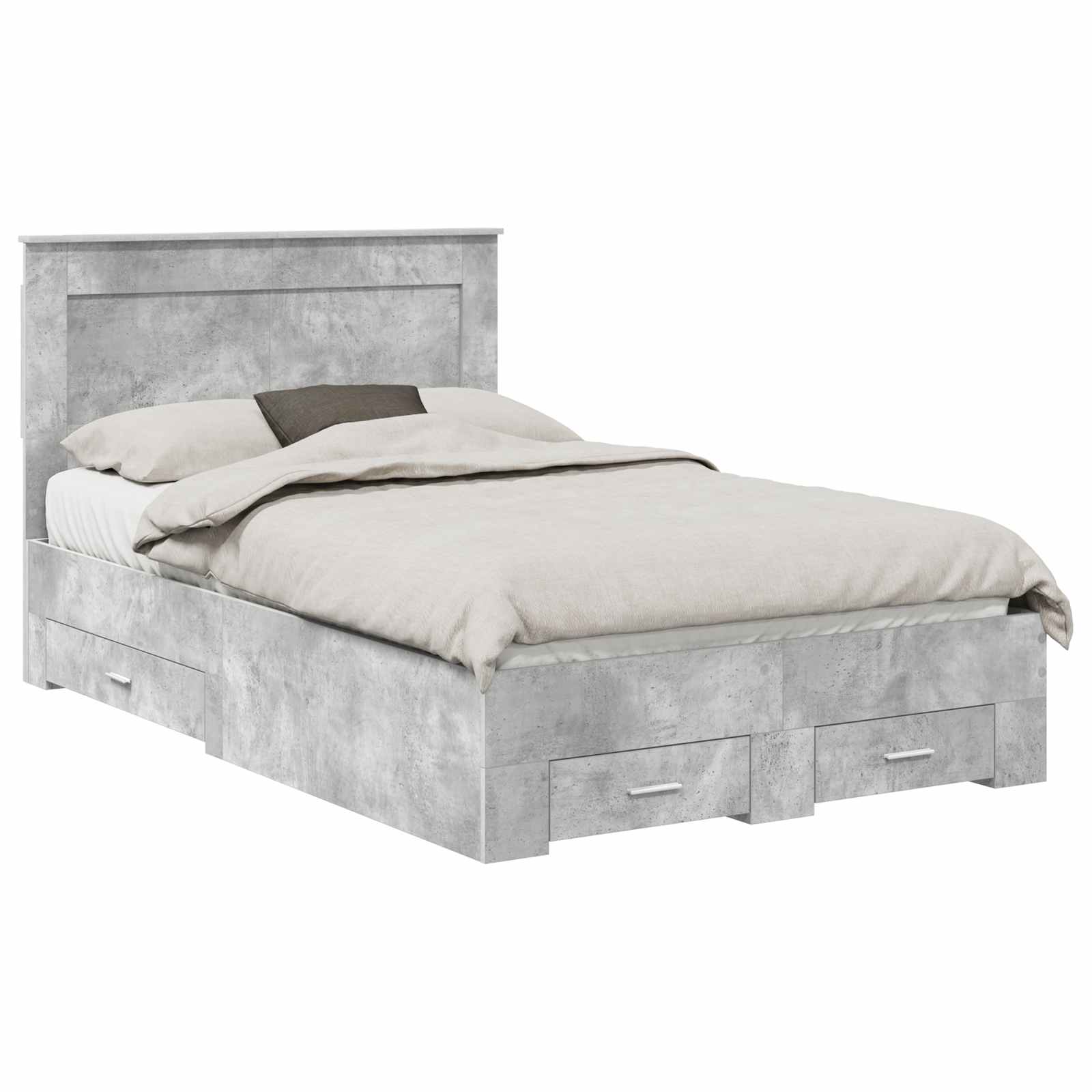 Cadre de lit Gris béton 135 x 190 cm Bois d'ingénierie - XIOS