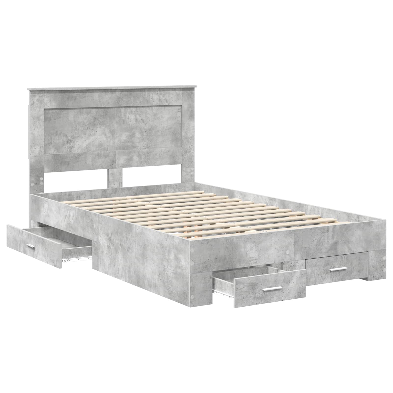 Cadre de lit Gris béton 135 x 190 cm Bois d'ingénierie - XIOS