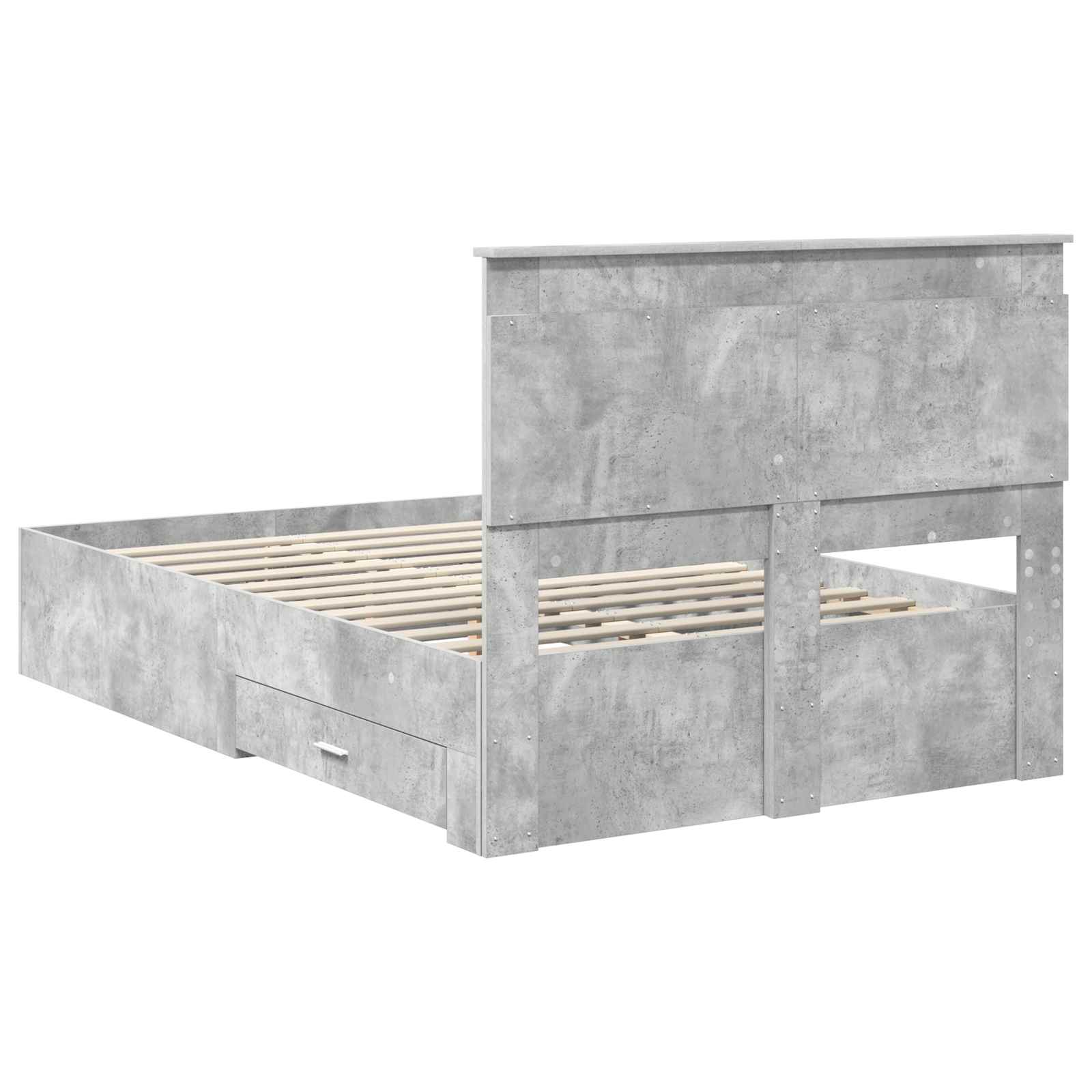 Cadre de lit Gris béton 135 x 190 cm Bois d'ingénierie - XIOS