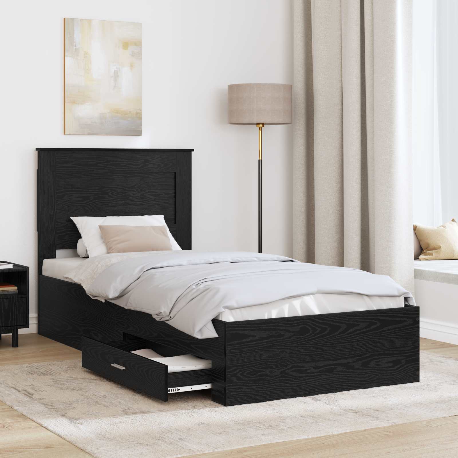 Cadre de lit Chêne noir 100 x 200 cm Bois d'ingénierie - XIOS