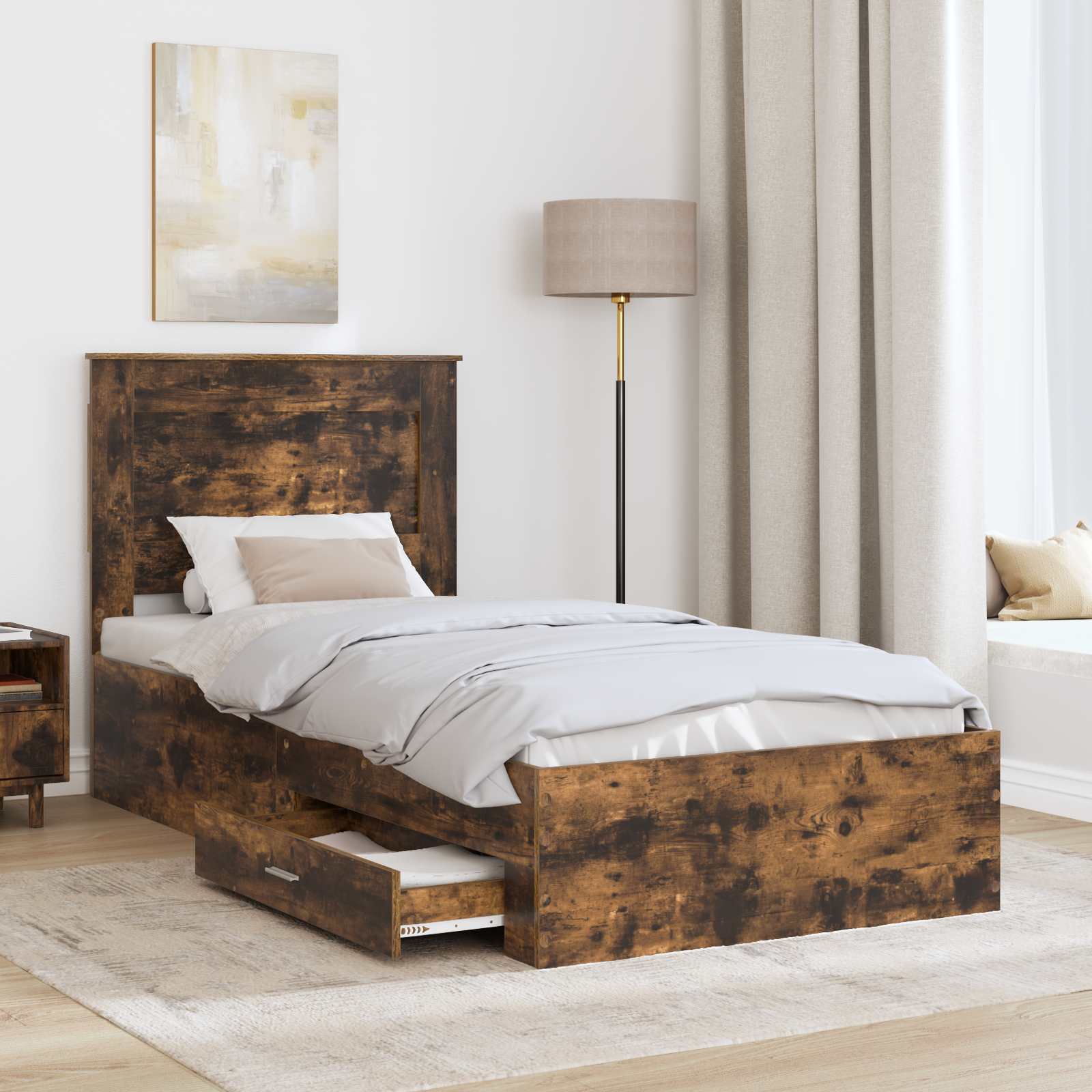 Cadre de lit Chêne fumé 100 x 200 cm Bois d'ingénierie - XIOS
