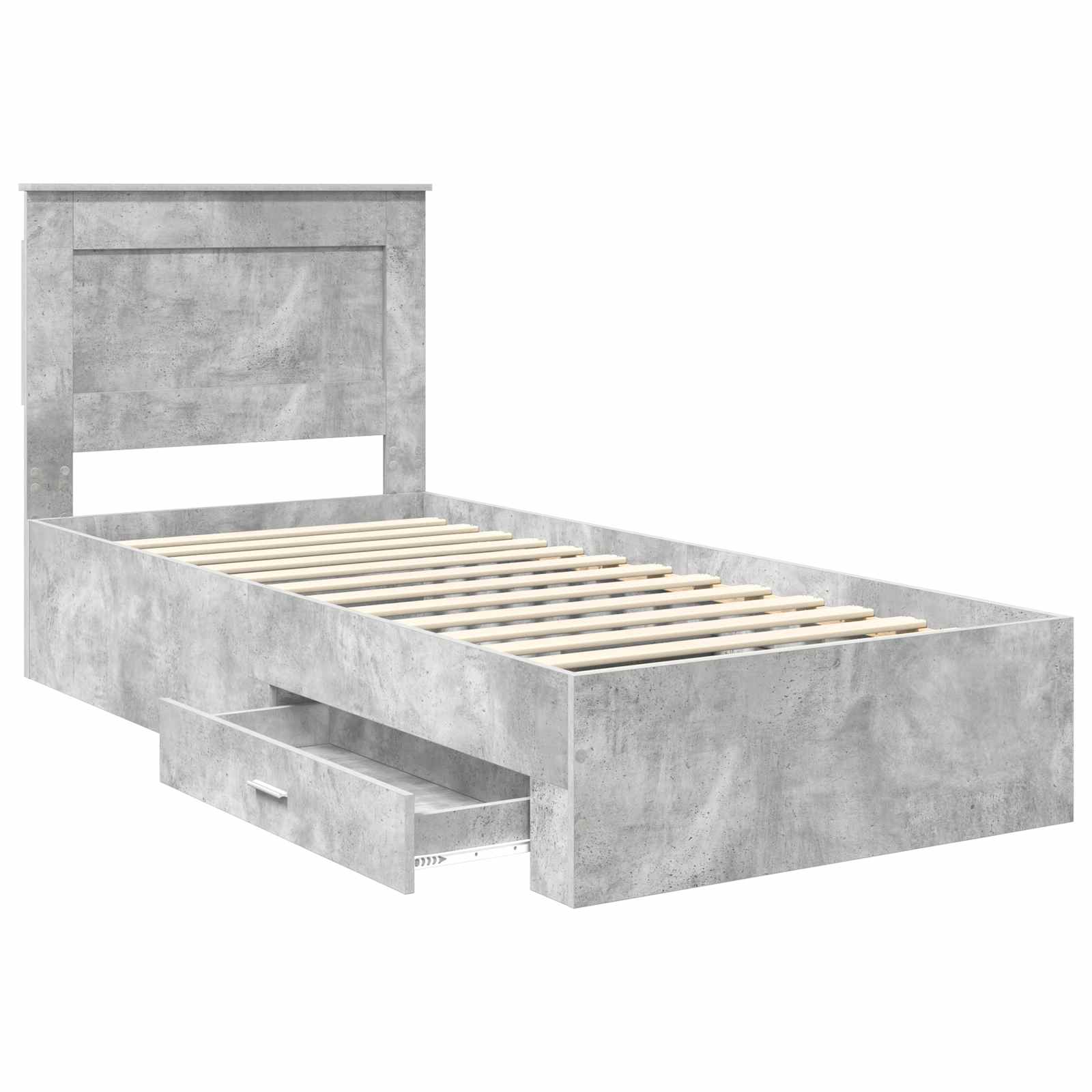 Cadre de lit Gris béton 90 x 200 cm Bois d'ingénierie - XIOS