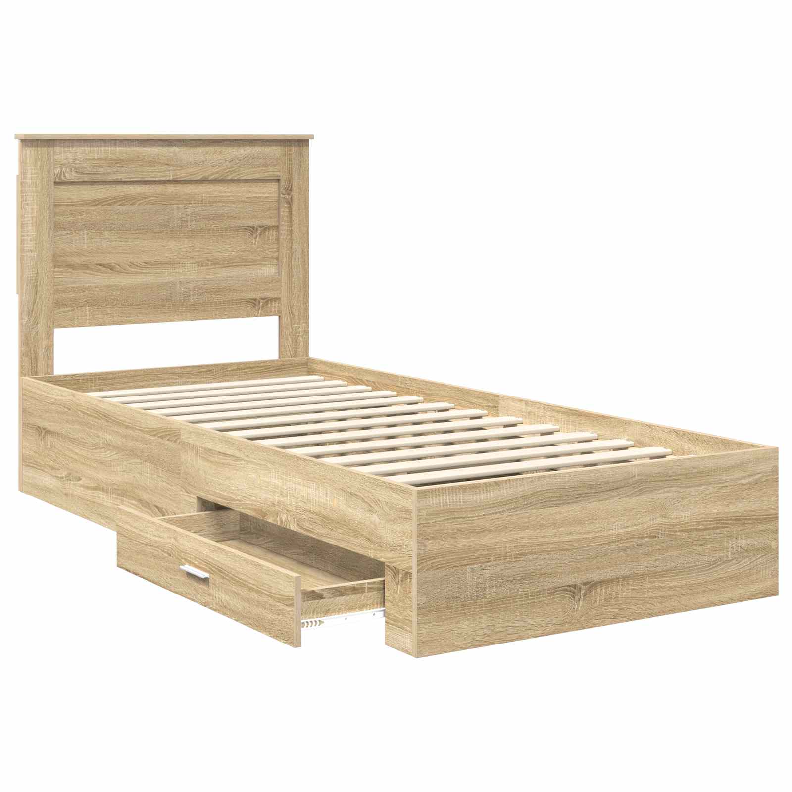 Cadre de lit avec tiroir Sonoma Chêne et Argent 75 x 190 cm - XIOS