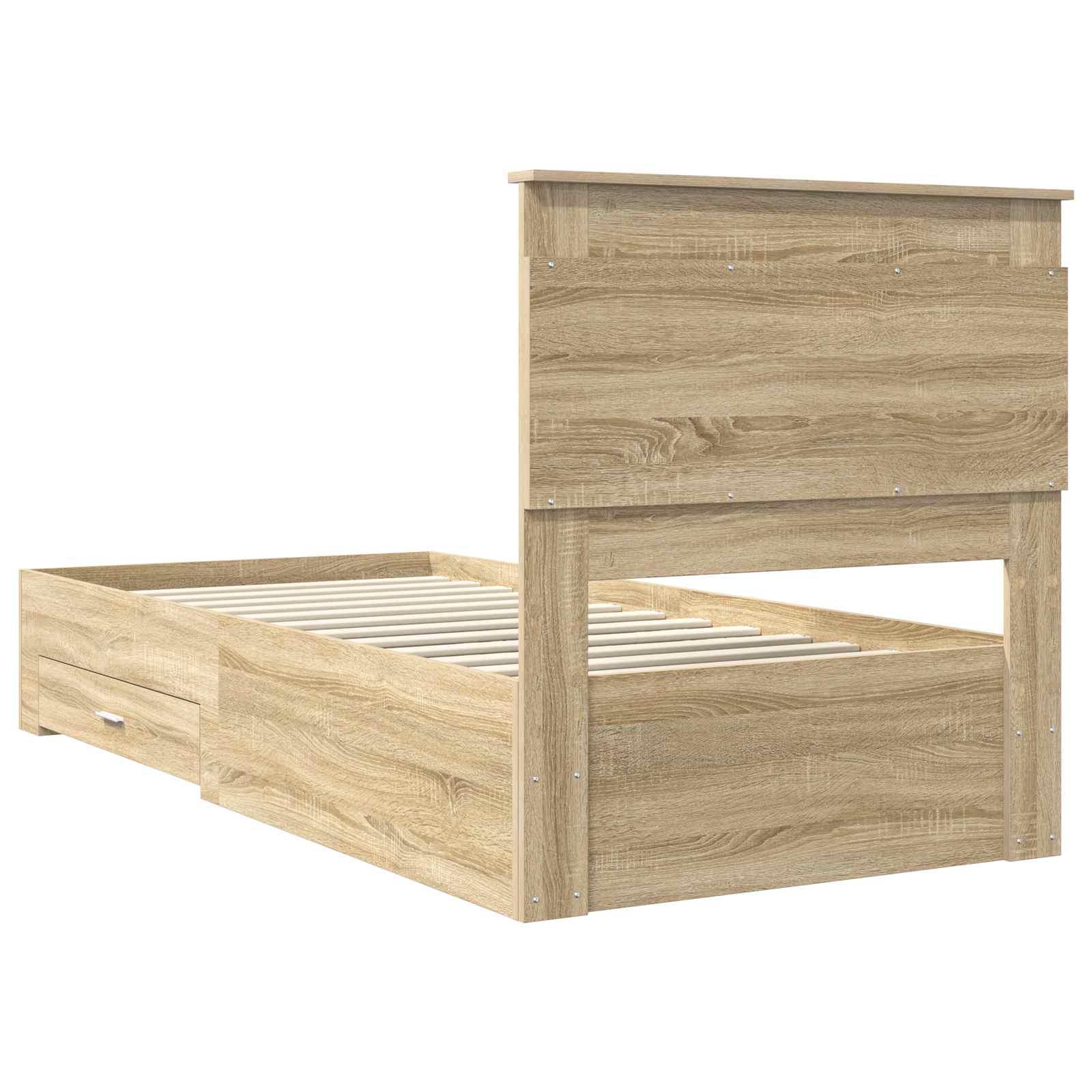 Cadre de lit avec tiroir Sonoma Chêne et Argent 75 x 190 cm - XIOS