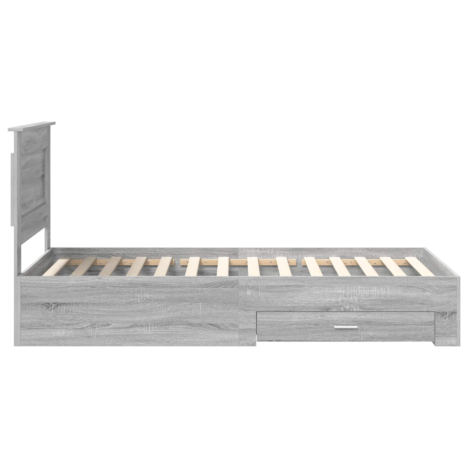 Cadre de lit avec tiroir Sonoma Gris et Argent 75 x 190 cm - XIOS