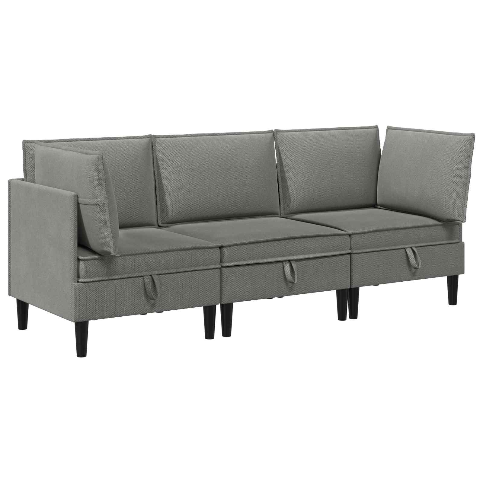 Ensemble de meubles pour le salon 3 pcs Gris foncé Tissu