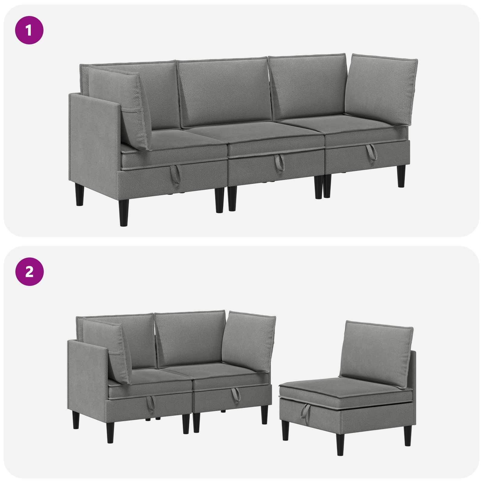 Ensemble de meubles pour le salon 3 pcs Gris foncé Tissu