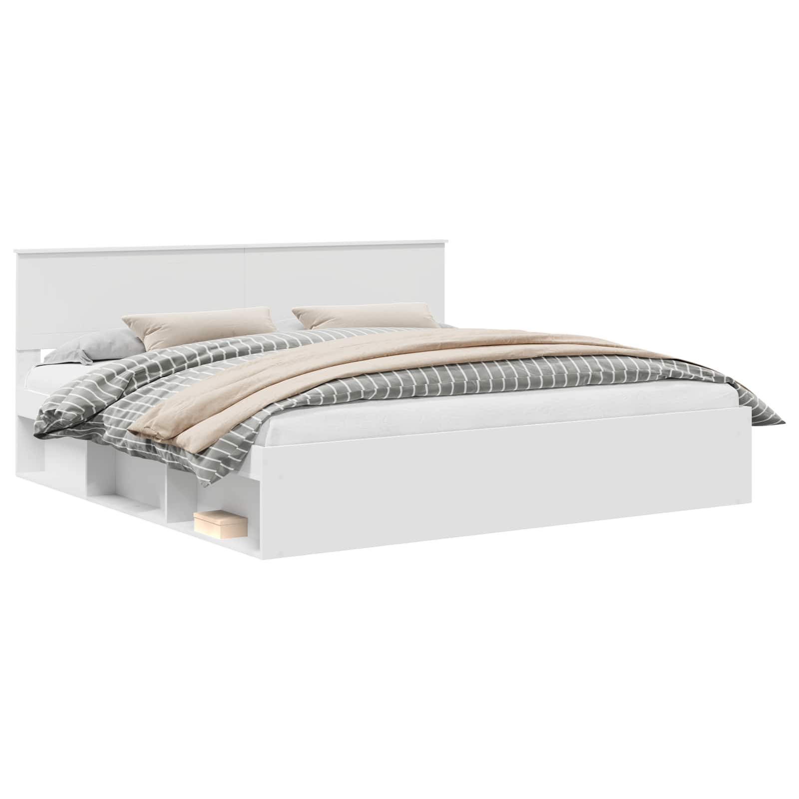 Cadre de lit avec tête de lit Blanc 200 x 200 cm Pin massif - XIOS