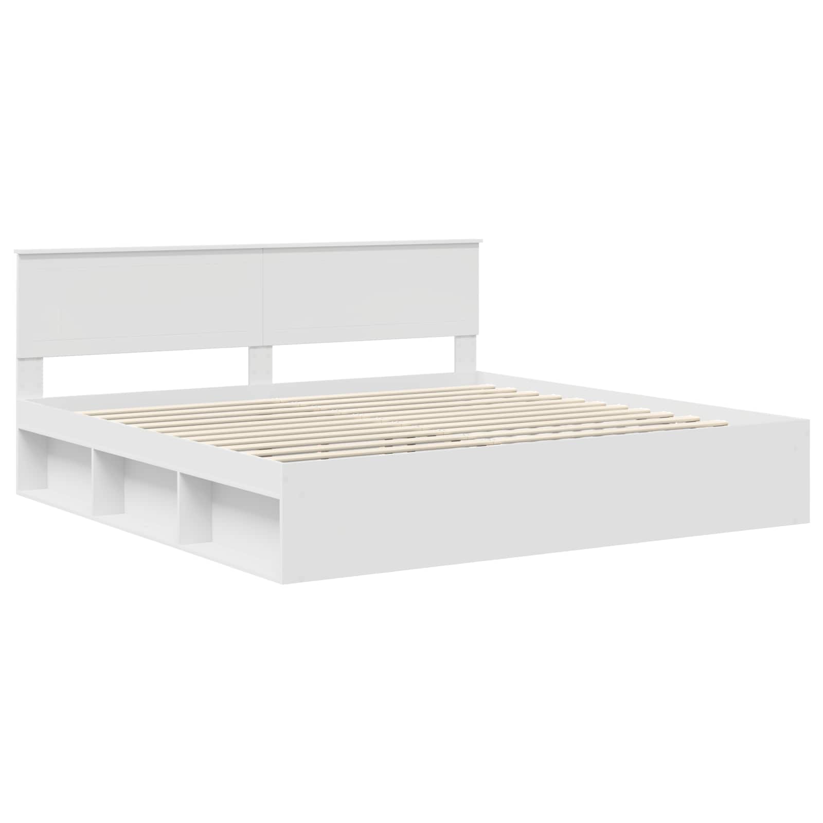 Cadre de lit avec tête de lit Blanc 200 x 200 cm Pin massif - XIOS