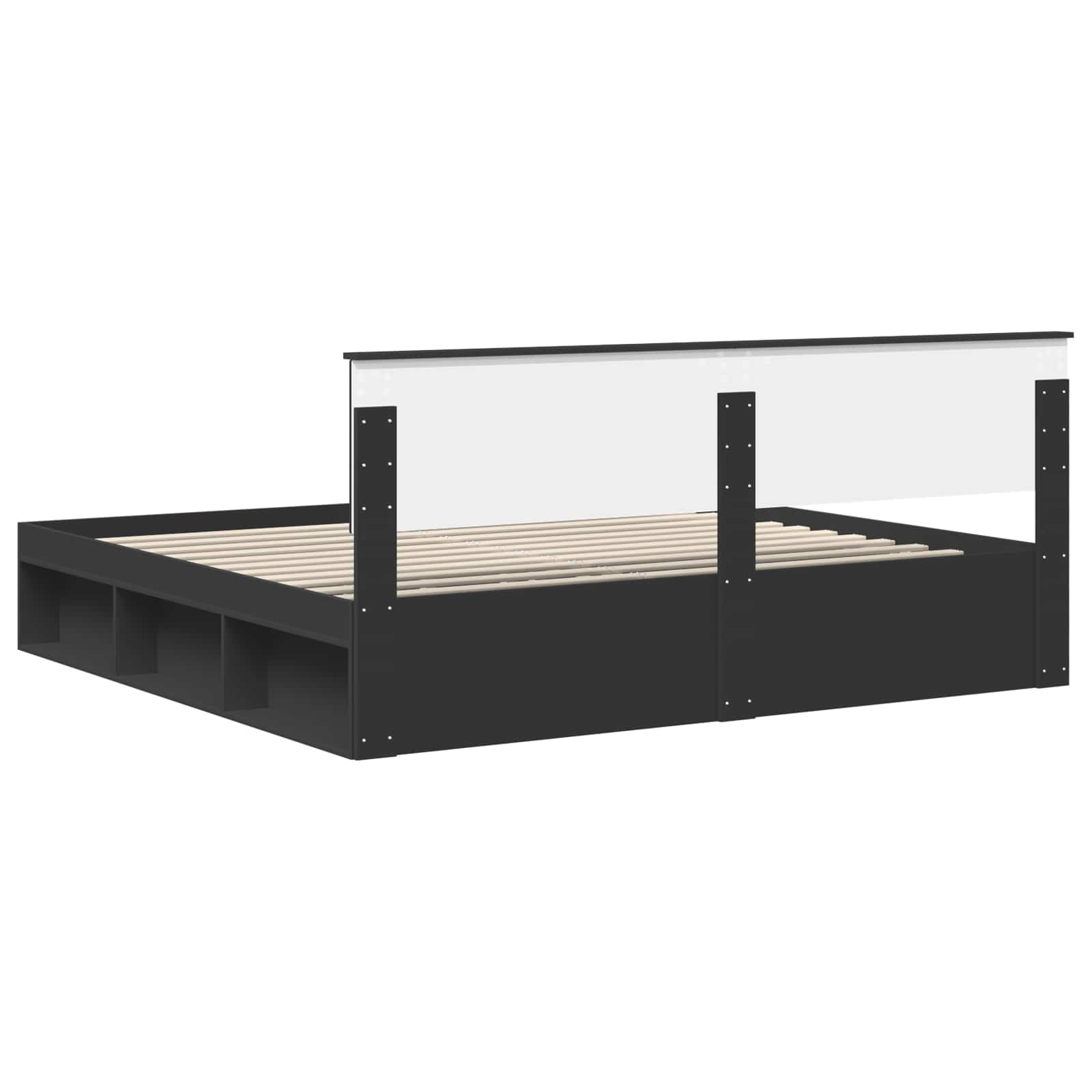 Cadre de lit avec tête de lit Noir 200 x 200 cm Pin massif - XIOS