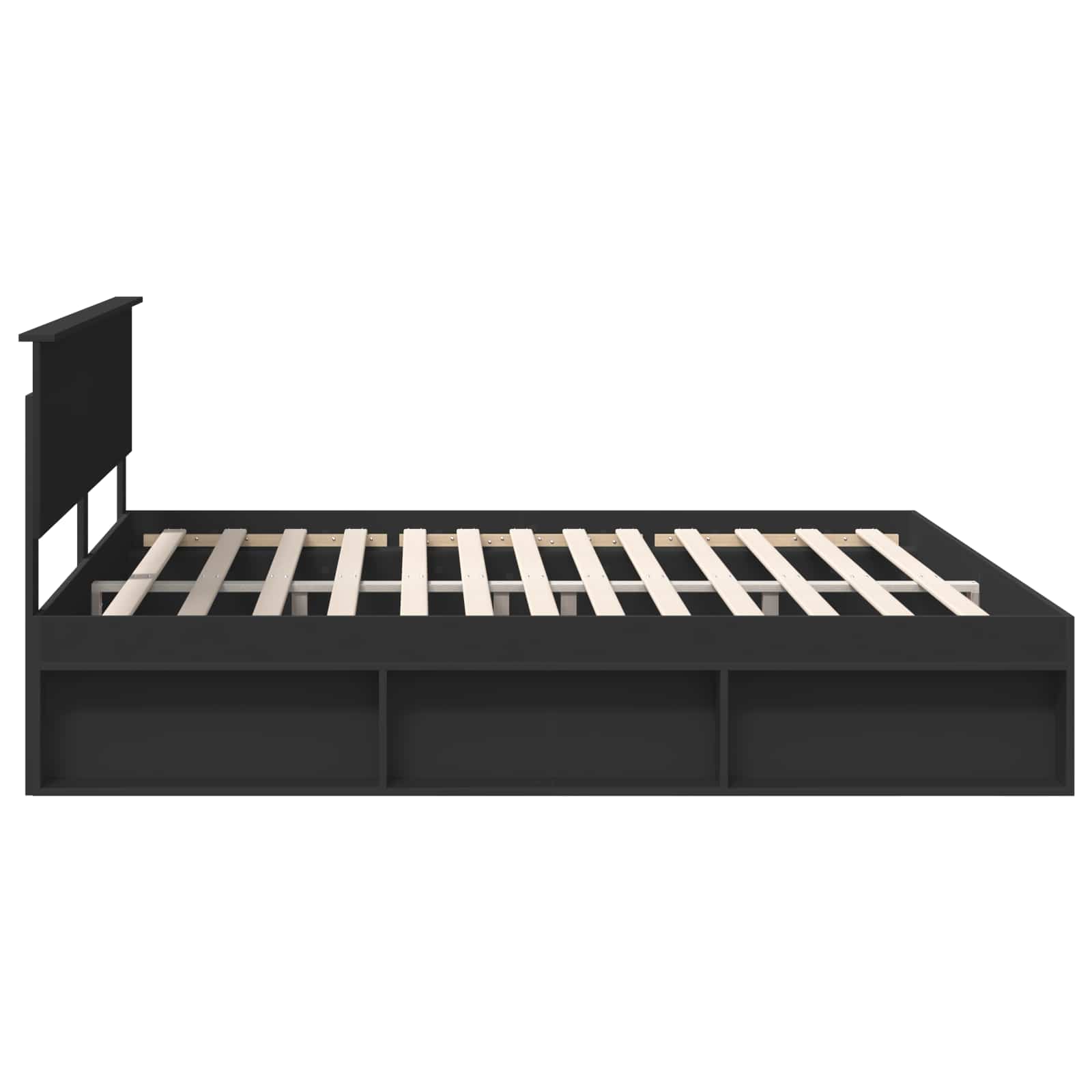 Cadre de lit avec tête de lit Noir 200 x 200 cm Pin massif - XIOS