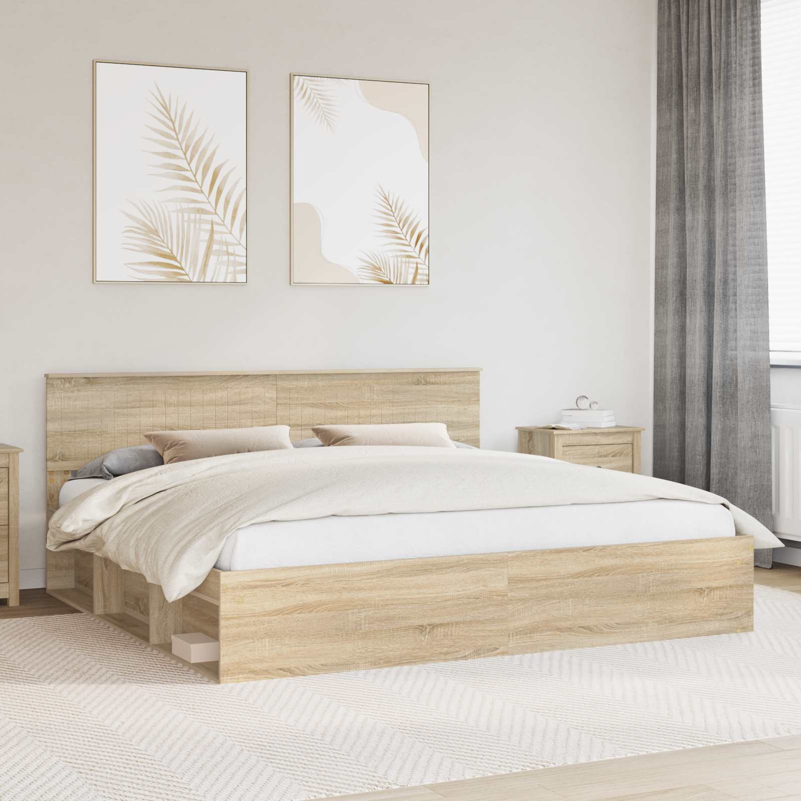 Cadre de lit avec tête de lit Sonoma 200 x 200 cm Pin massif