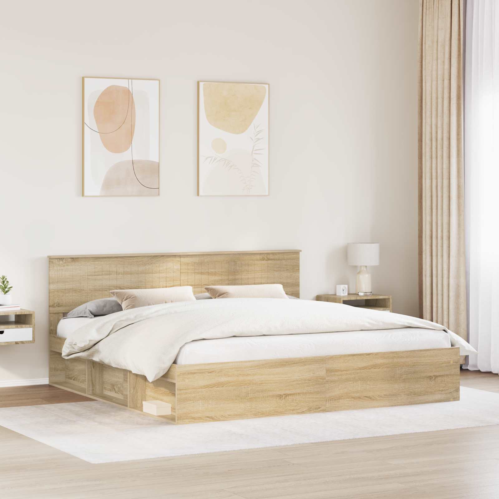 Cadre de lit avec tête de lit Sonoma 200 x 200 cm Pin massif