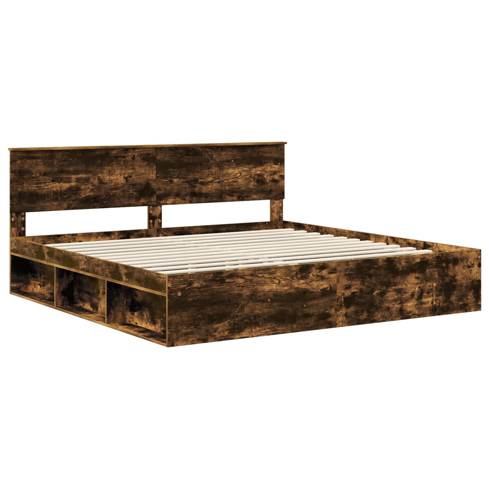 Cadre de lit Chêne fumé 200 x 200 cm Pin massif