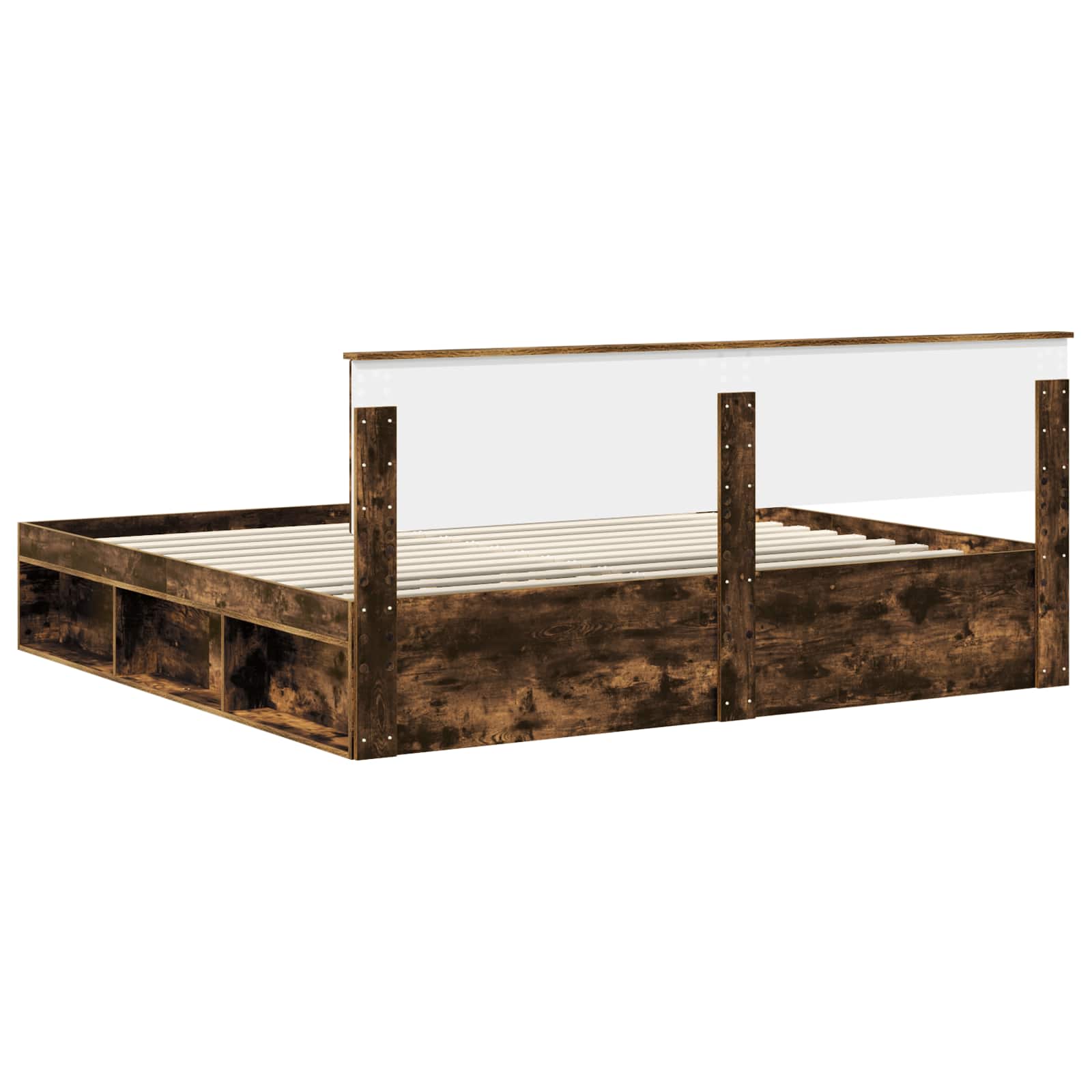 Cadre de lit Chêne fumé 200 x 200 cm Pin massif