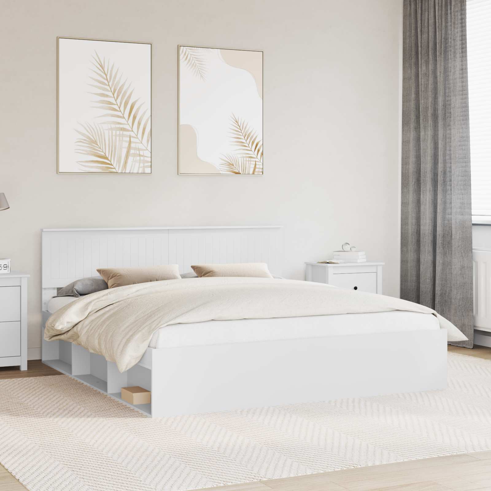 Cadre de lit avec tête de lit Blanc 180 x 200 cm Pin massif - XIOS
