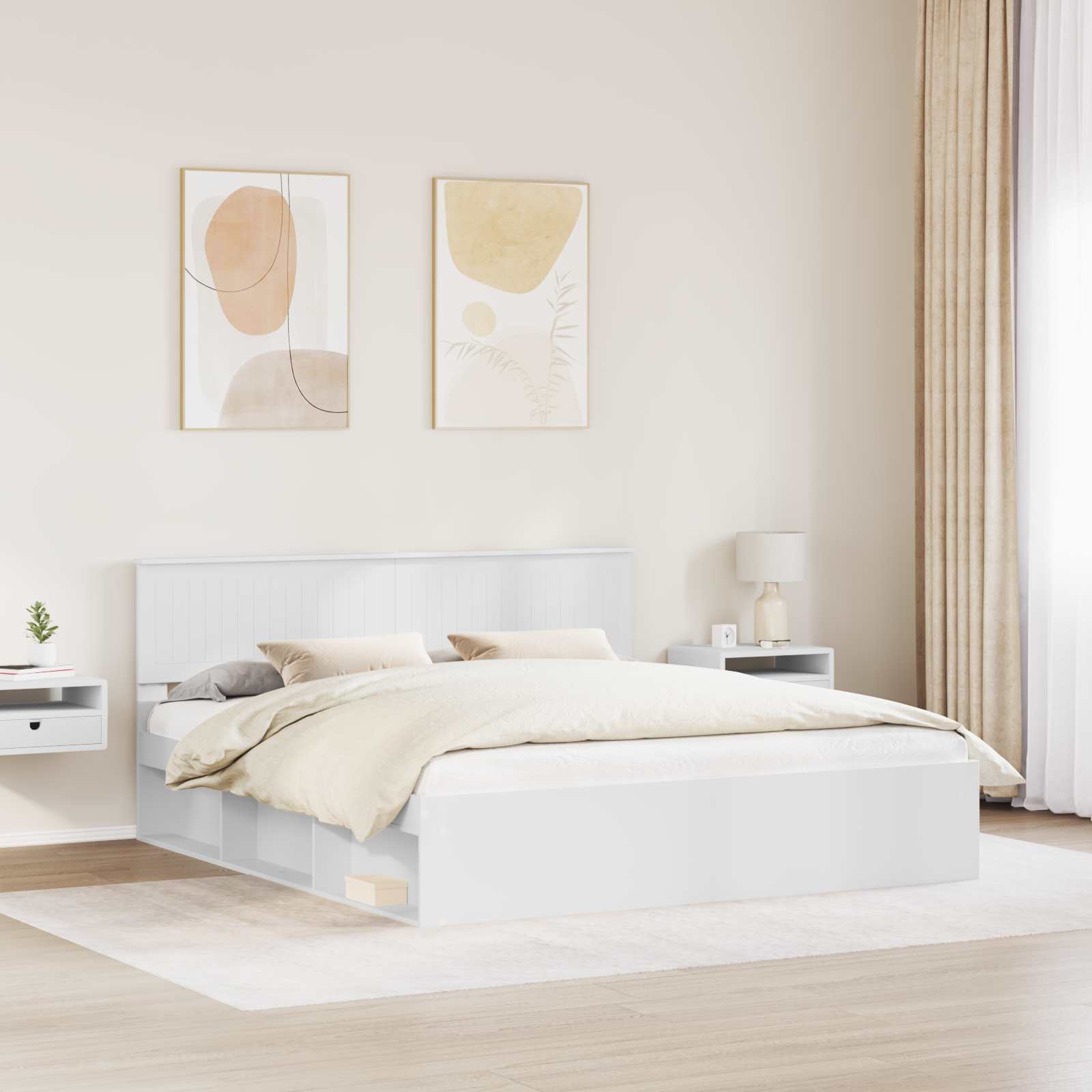 Cadre de lit avec tête de lit Blanc 180 x 200 cm Pin massif - XIOS