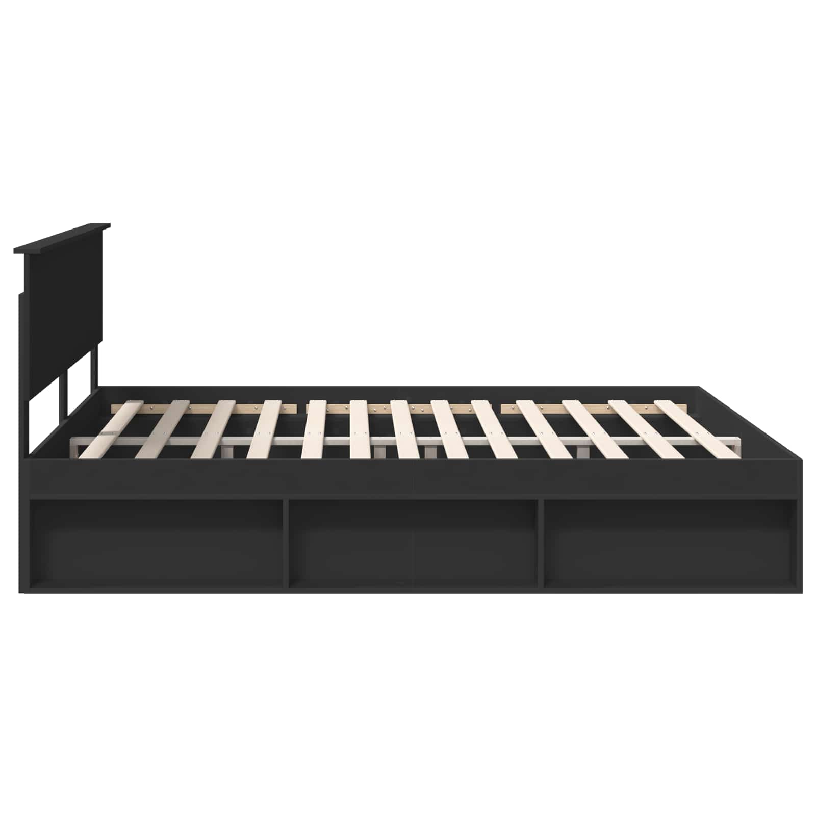 Cadre de lit avec tête de lit Noir 180 x 200 cm Pin massif - XIOS