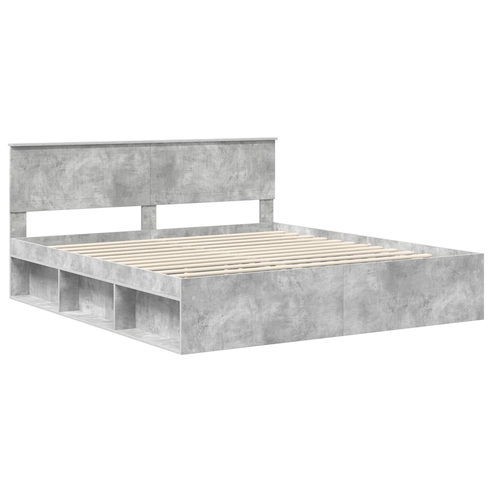 Cadre de lit avec tête de lit Béton 180 x 200 cm Pin massif - XIOS