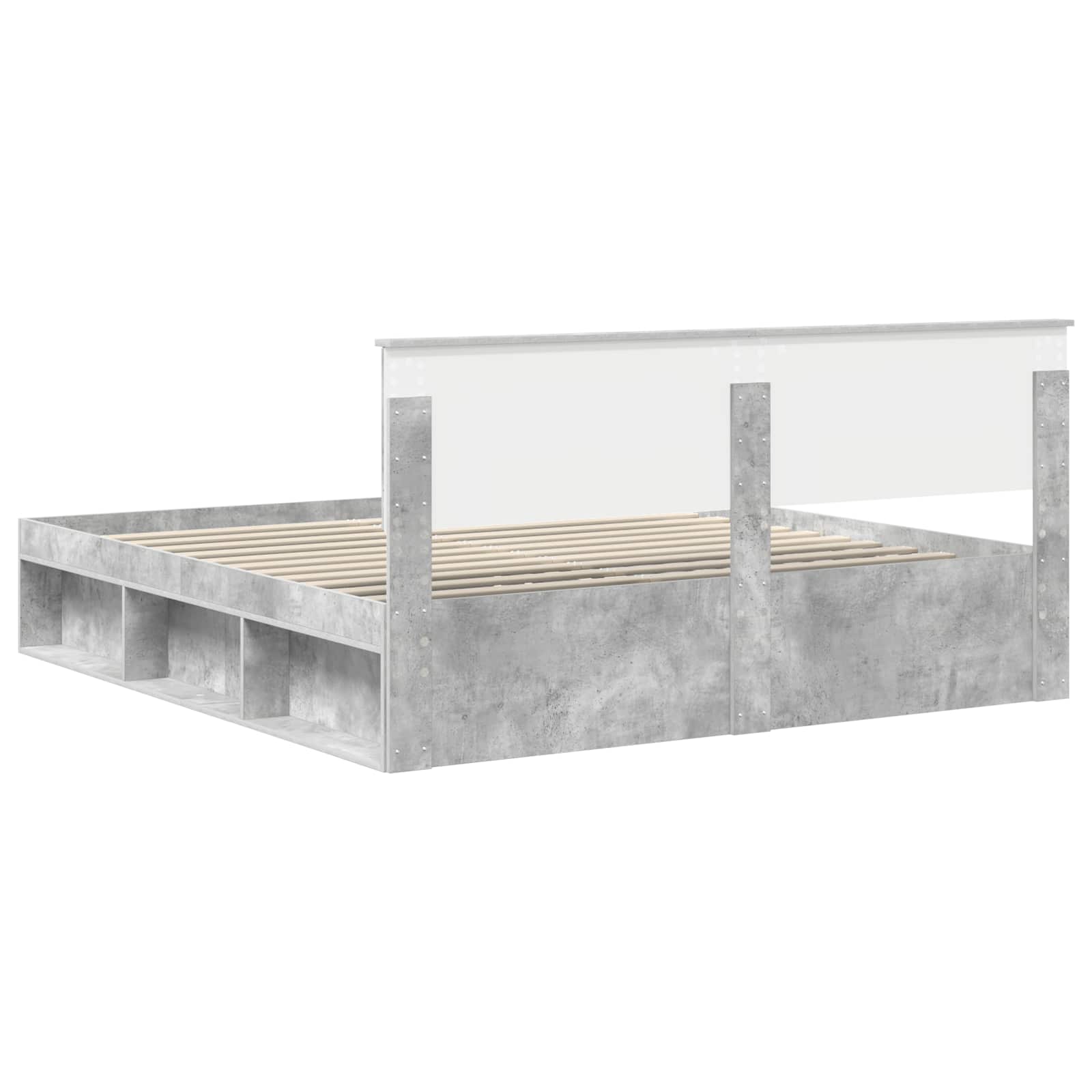 Cadre de lit avec tête de lit Béton 180 x 200 cm Pin massif - XIOS