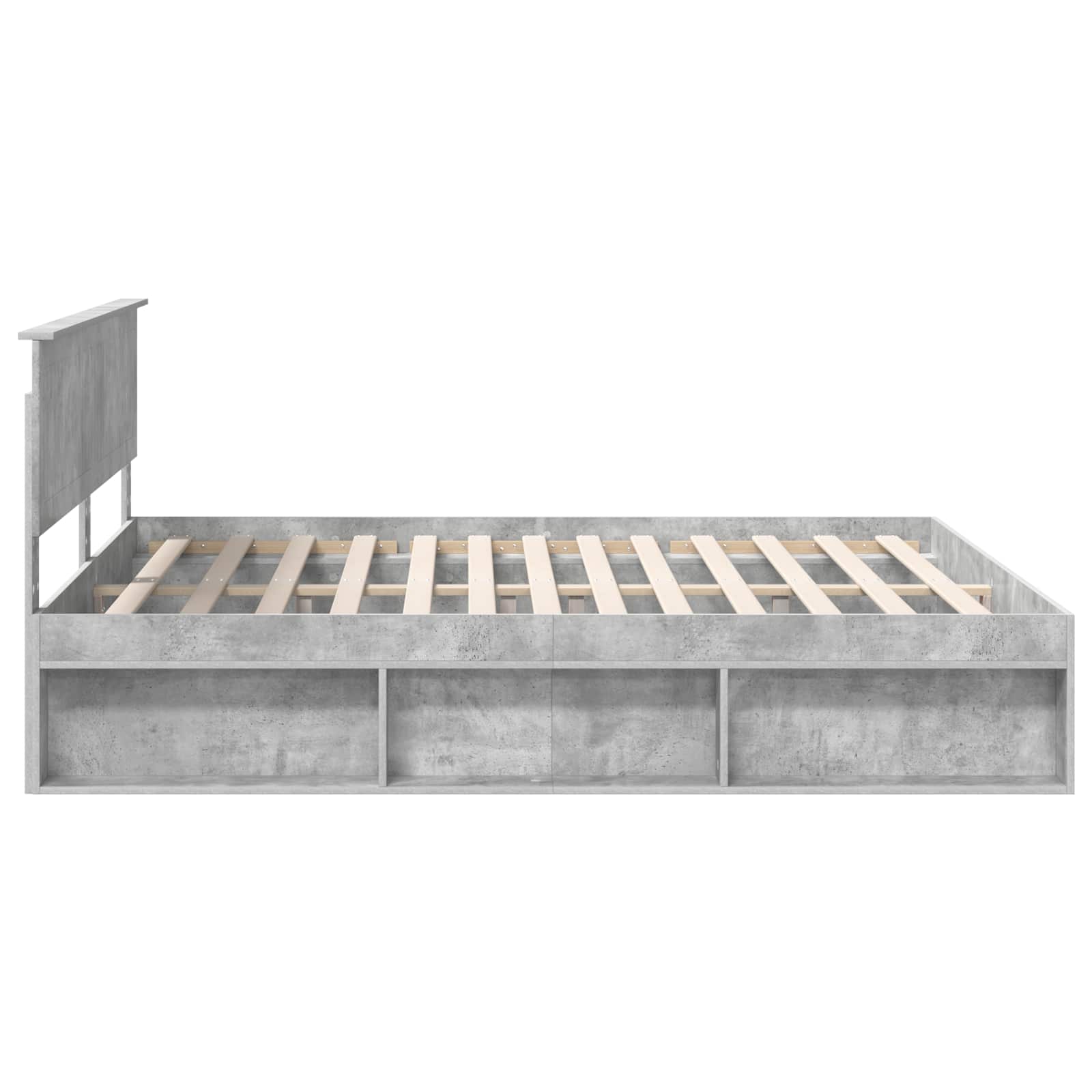 Cadre de lit avec tête de lit Béton 180 x 200 cm Pin massif - XIOS