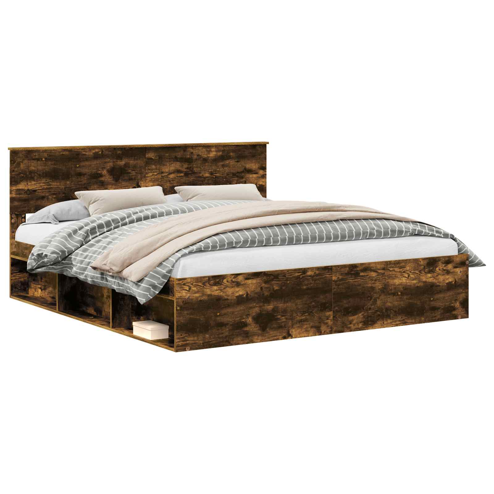 Cadre de lit Chêne fumé 180 x 200 cm Pin massif - XIOS