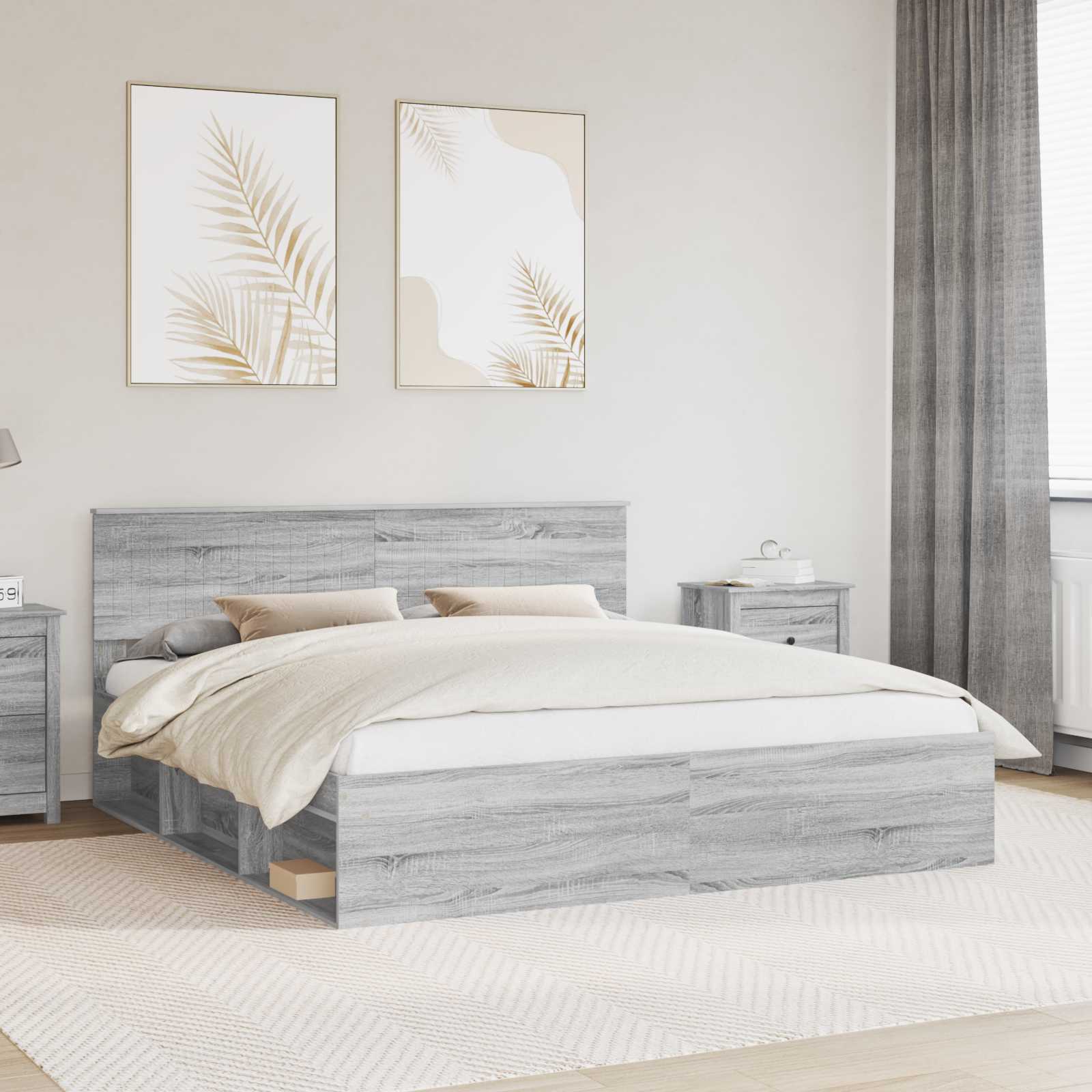 Cadre de lit Gris Sonoma 180 x 200 cm Pin massif