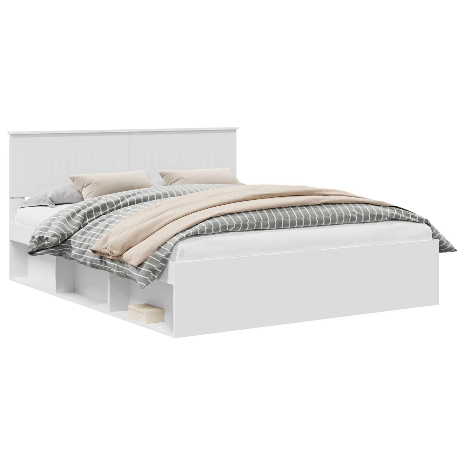 Cadre de lit avec tête de lit Blanc 160 x 200 cm Pin massif - XIOS