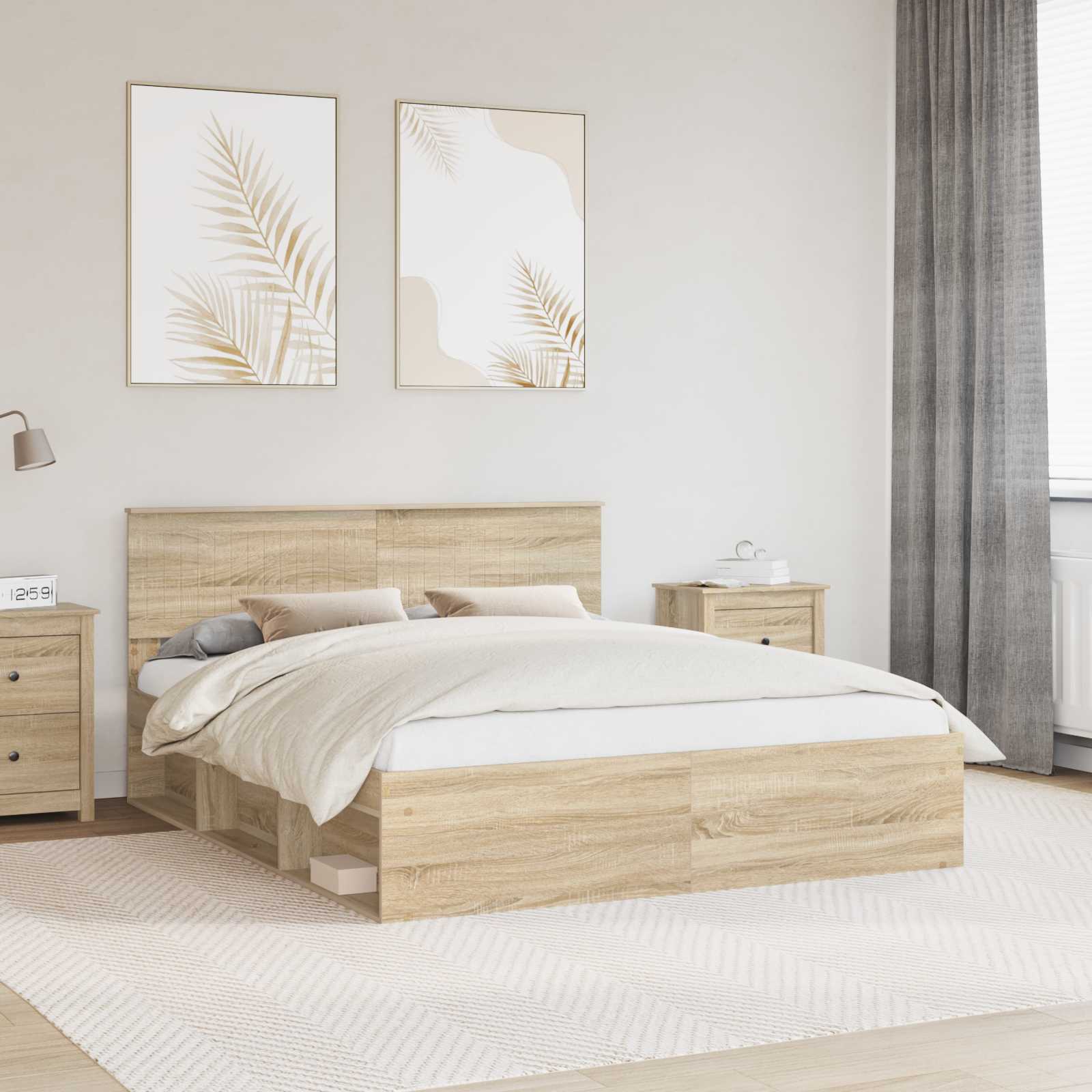 Cadre de lit avec tête de lit Sonoma 160 x 200 cm Pin massif - XIOS