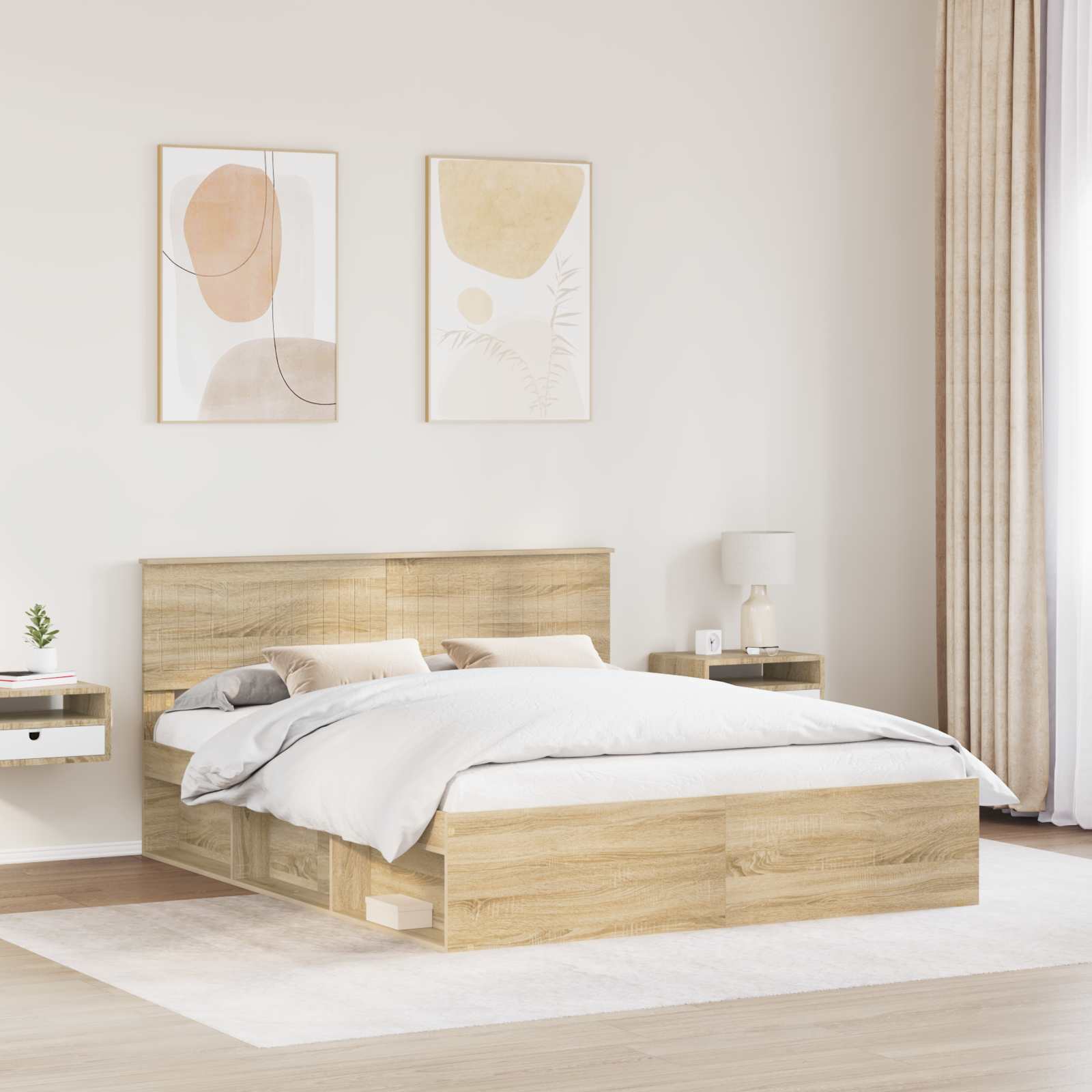 Cadre de lit avec tête de lit Sonoma 160 x 200 cm Pin massif - XIOS
