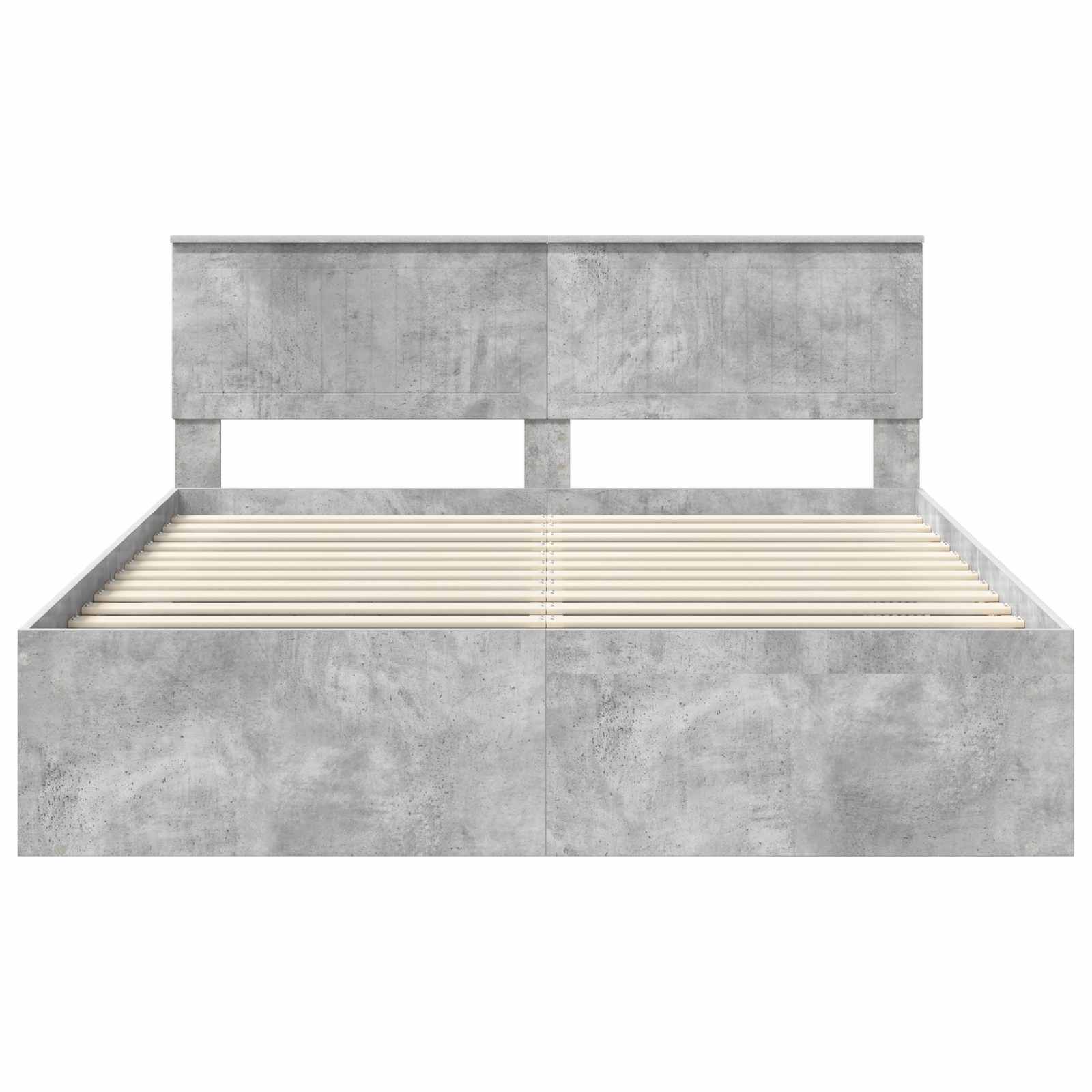 Cadre de lit avec tête de lit Béton 160 x 200 cm Pin massif - XIOS