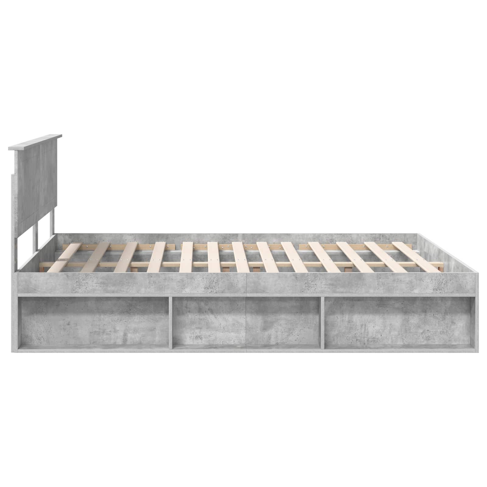Cadre de lit avec tête de lit Béton 160 x 200 cm Pin massif - XIOS