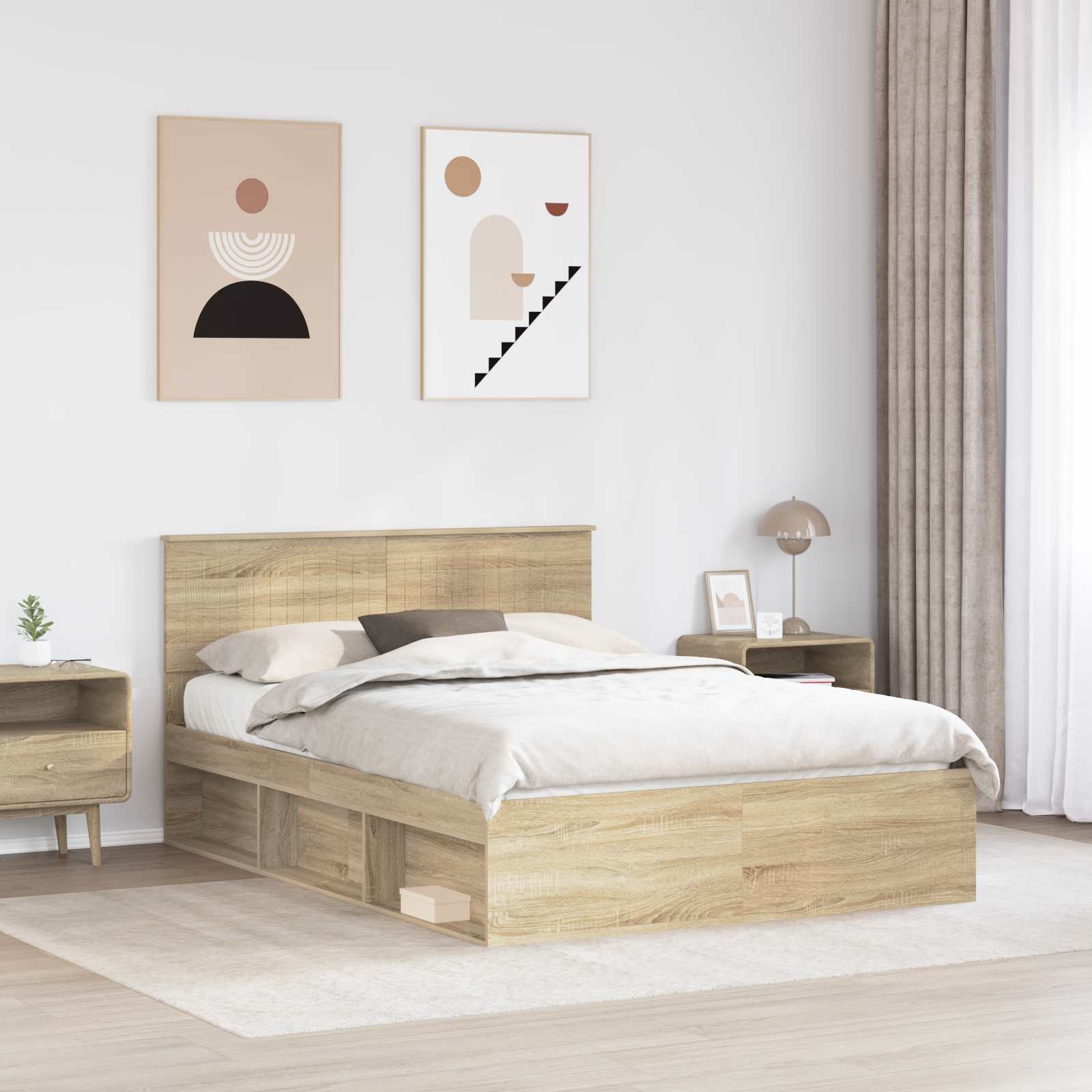 Cadre de lit avec tête de lit Sonoma 140 x 190 cm Pin massif