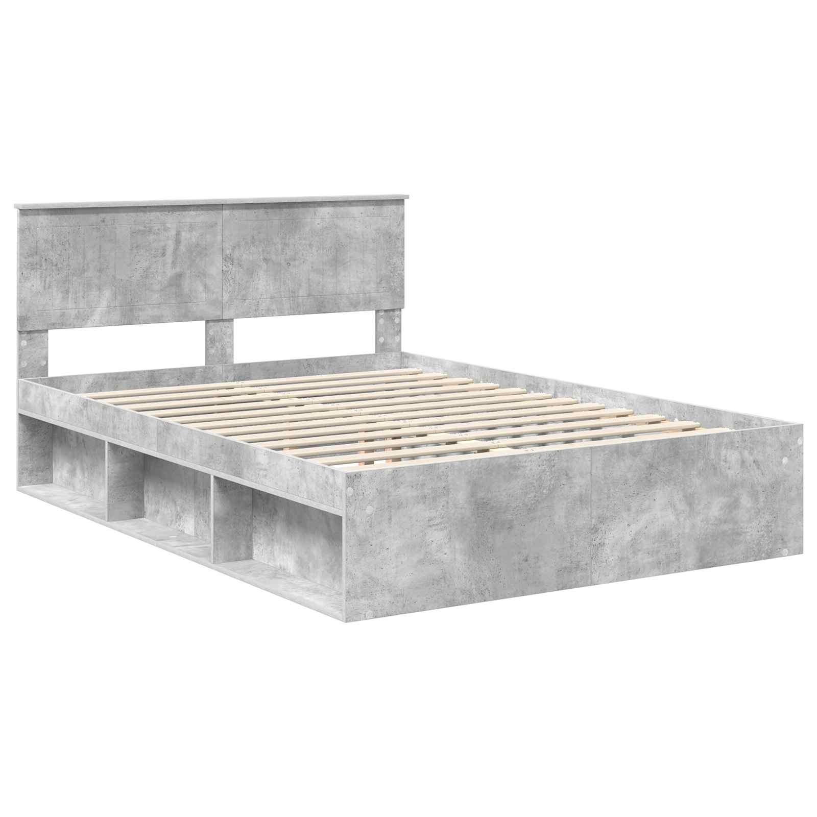 Cadre de lit avec tête de lit Béton 140 x 190 cm Pin massif - XIOS