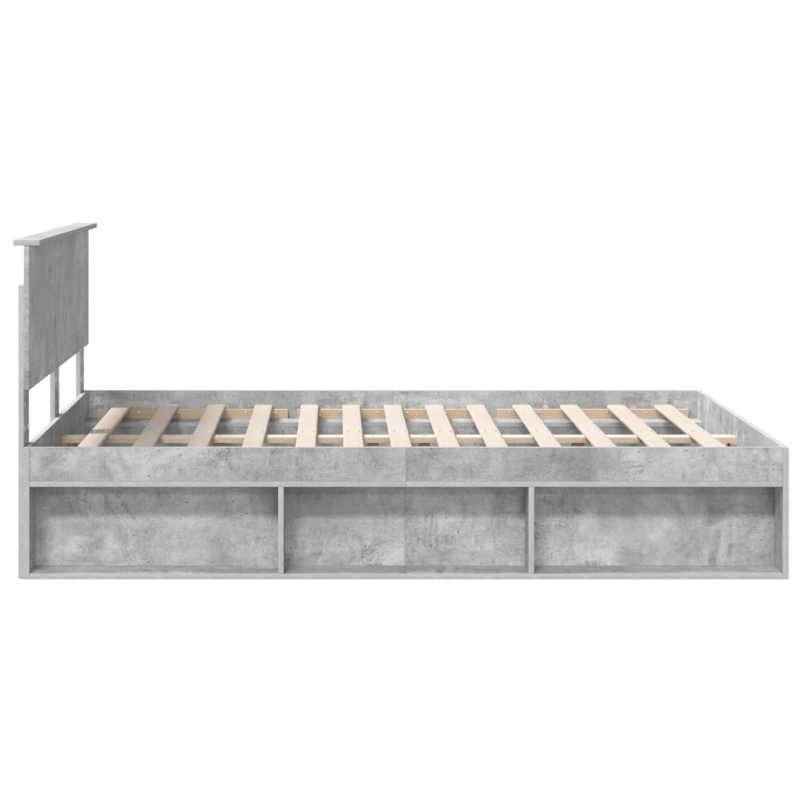 Cadre de lit avec tête de lit Béton 140 x 190 cm Pin massif - XIOS